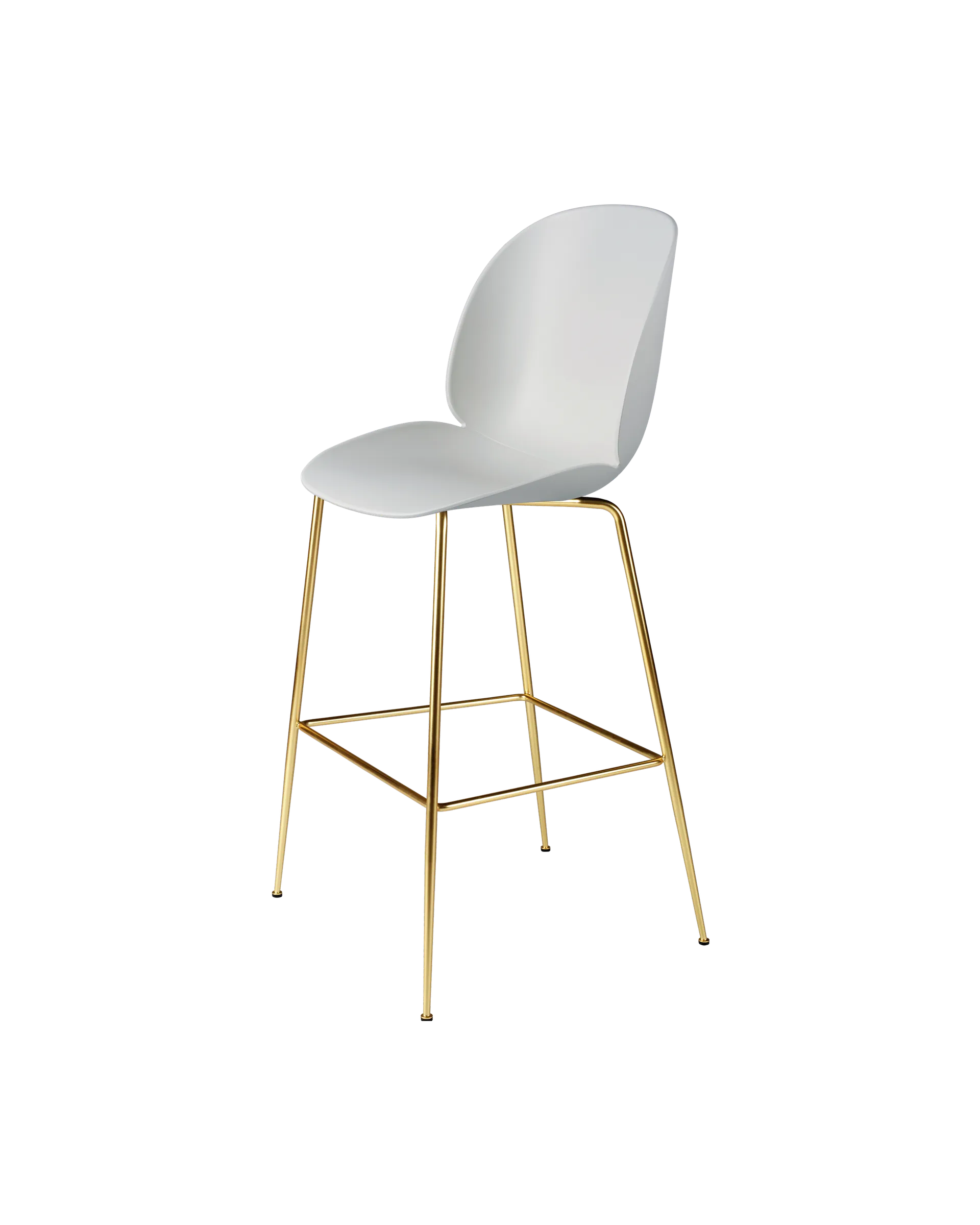 GUBI Beetle Bar Chair, Un-Upholstered (Conic base, Lunar Gray, Brass Semi Matt)