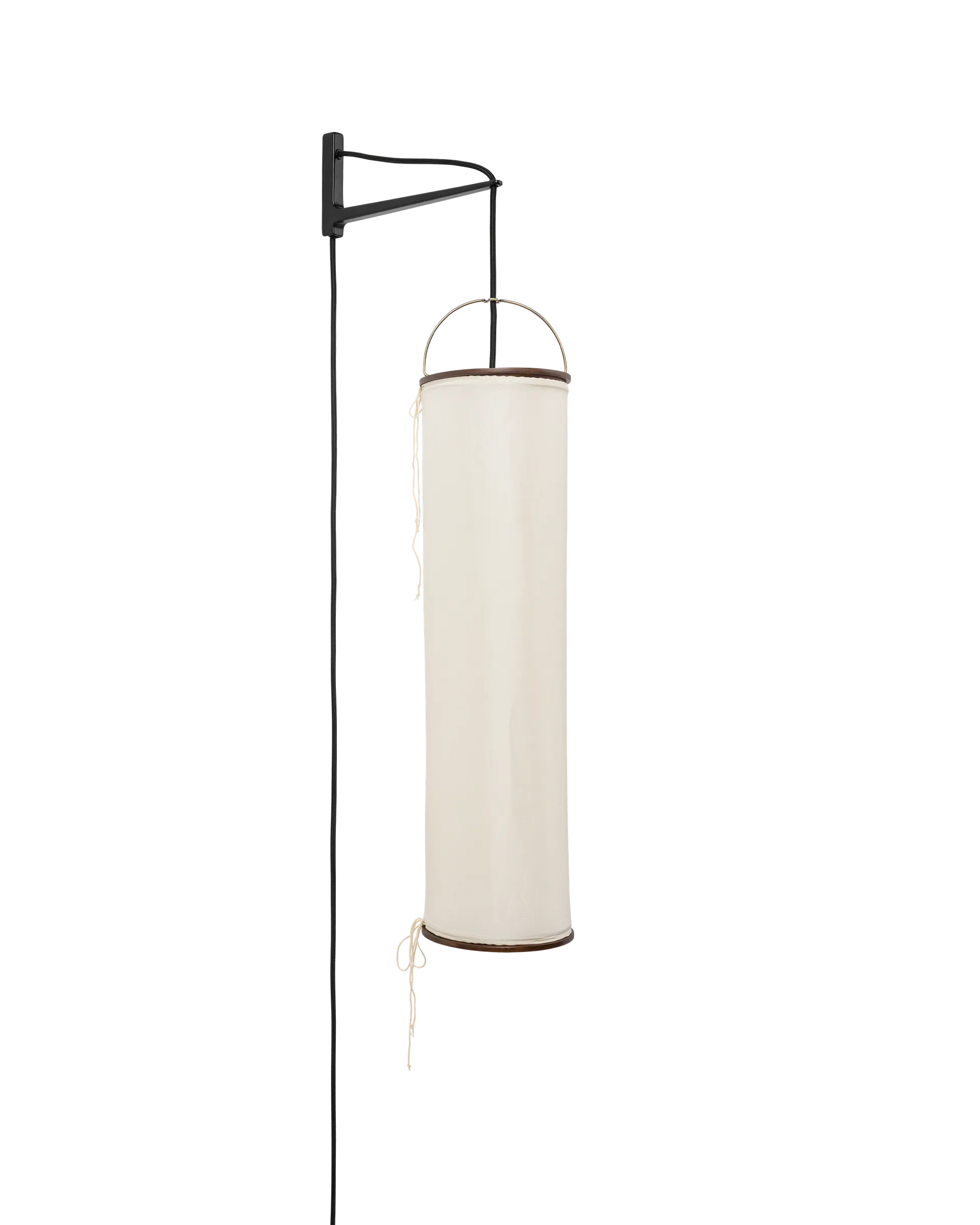 GUBI Silk Lantern Wall Lamp (Natural White Silk, Black Semi Matt, EU)