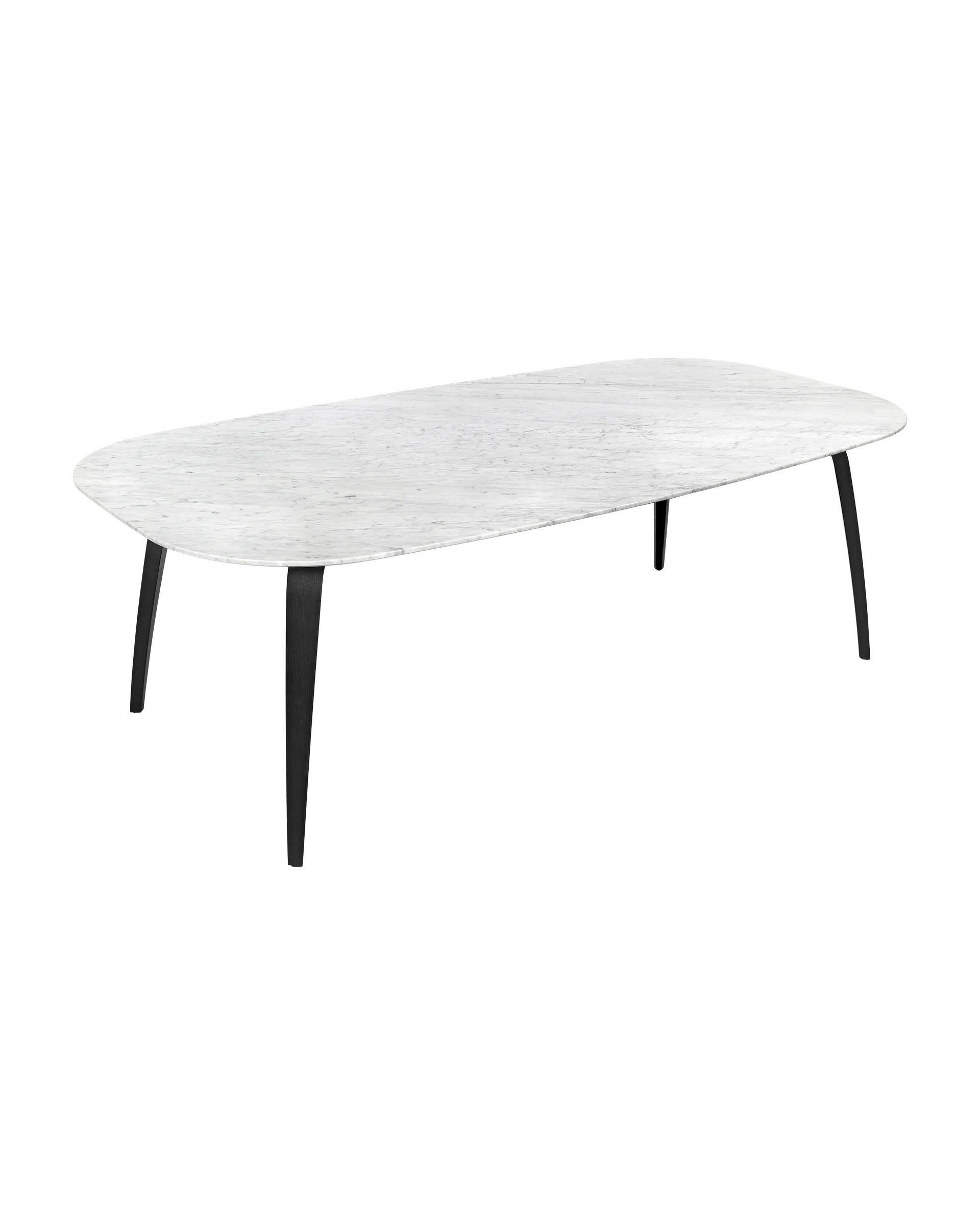 GUBI GUBI Dining Table, Elliptical (Black Stained Ash Semi Matt Lacquered, White Carrara Marble, 120 x 230 cm)