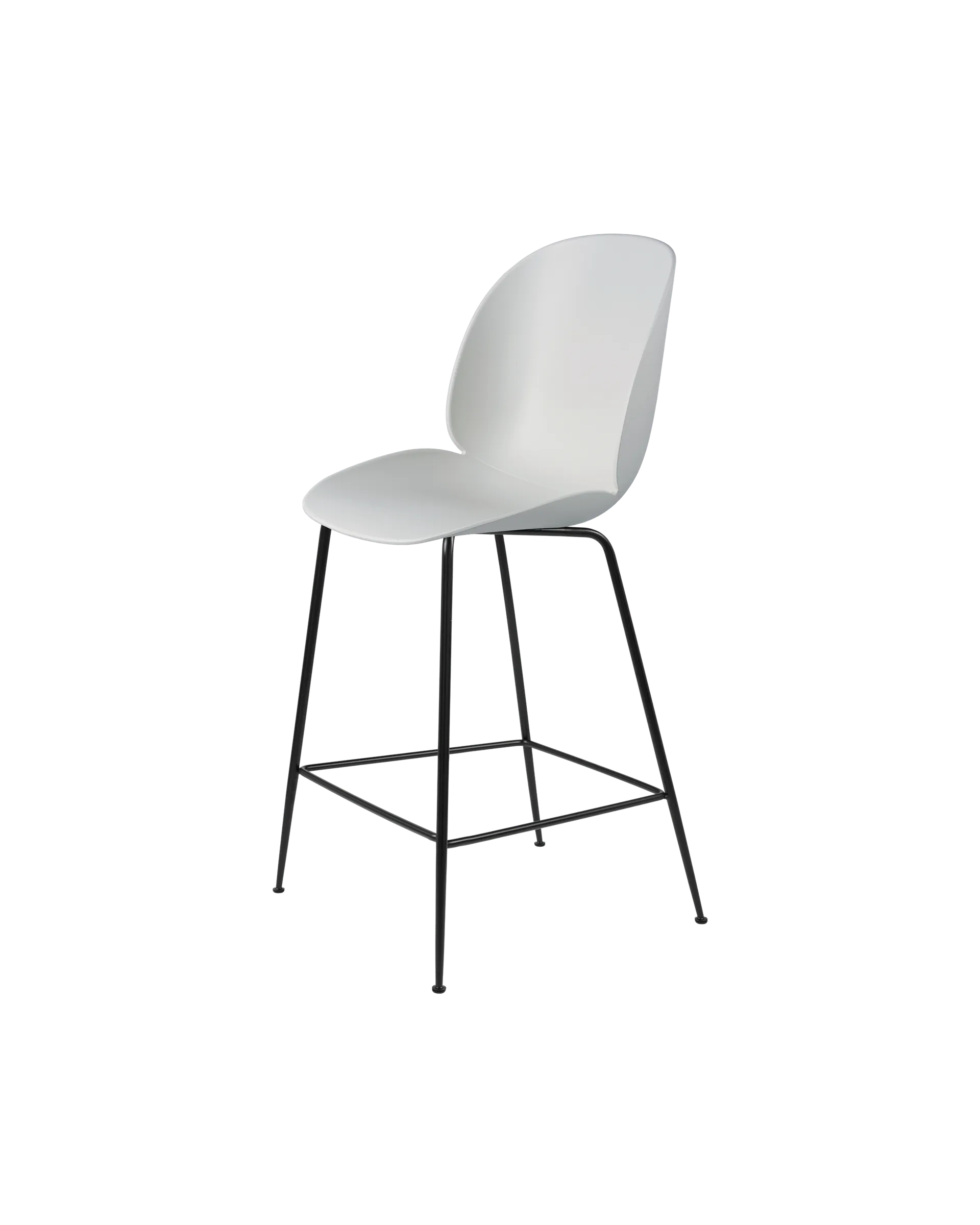 GUBI Beetle Counter Chair, Un-Upholstered (Conic base, Lunar Gray, Black Matt)