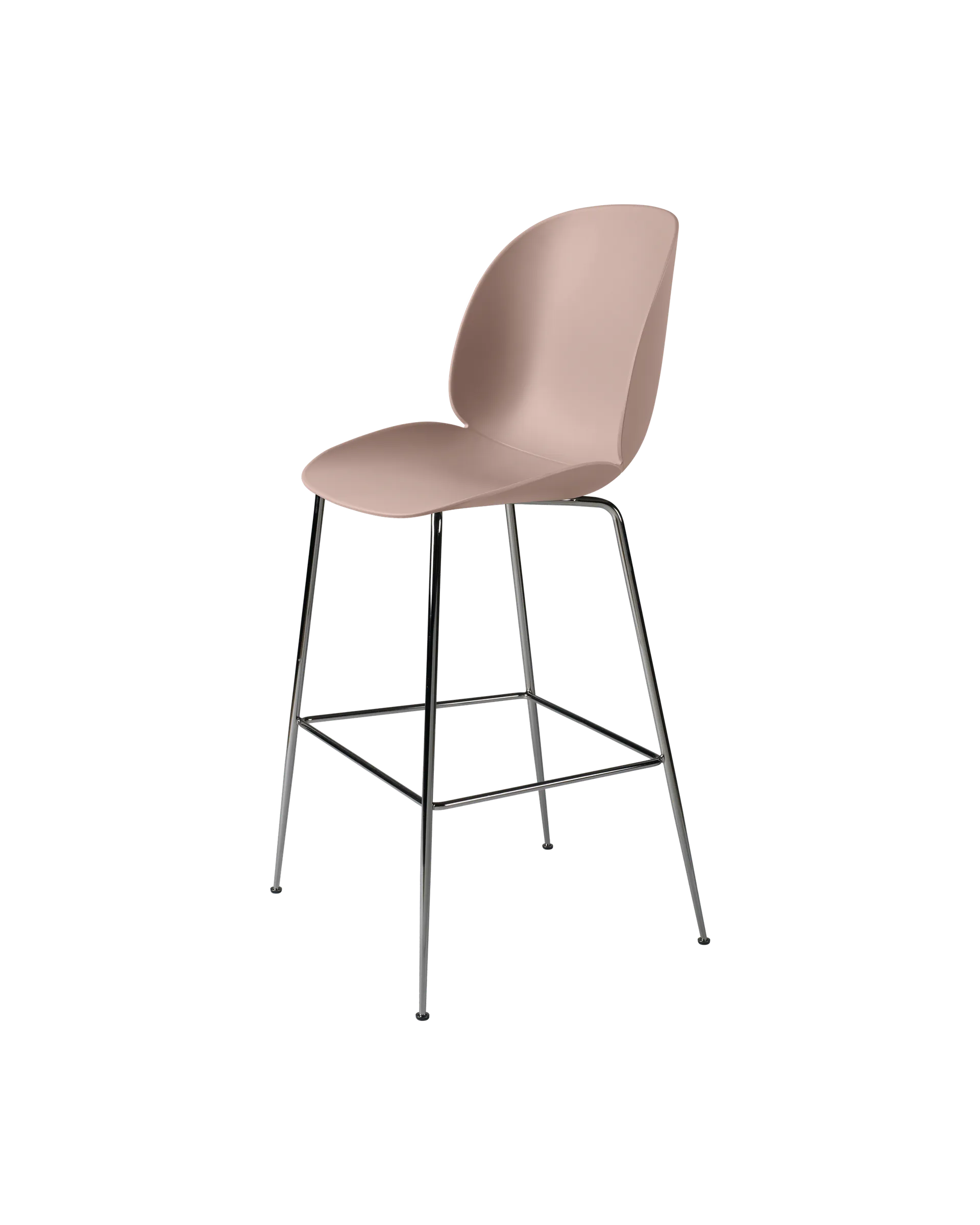 GUBI Beetle Bar Chair, Un-Upholstered (Conic base, Sweet Pink, Black Chrome)