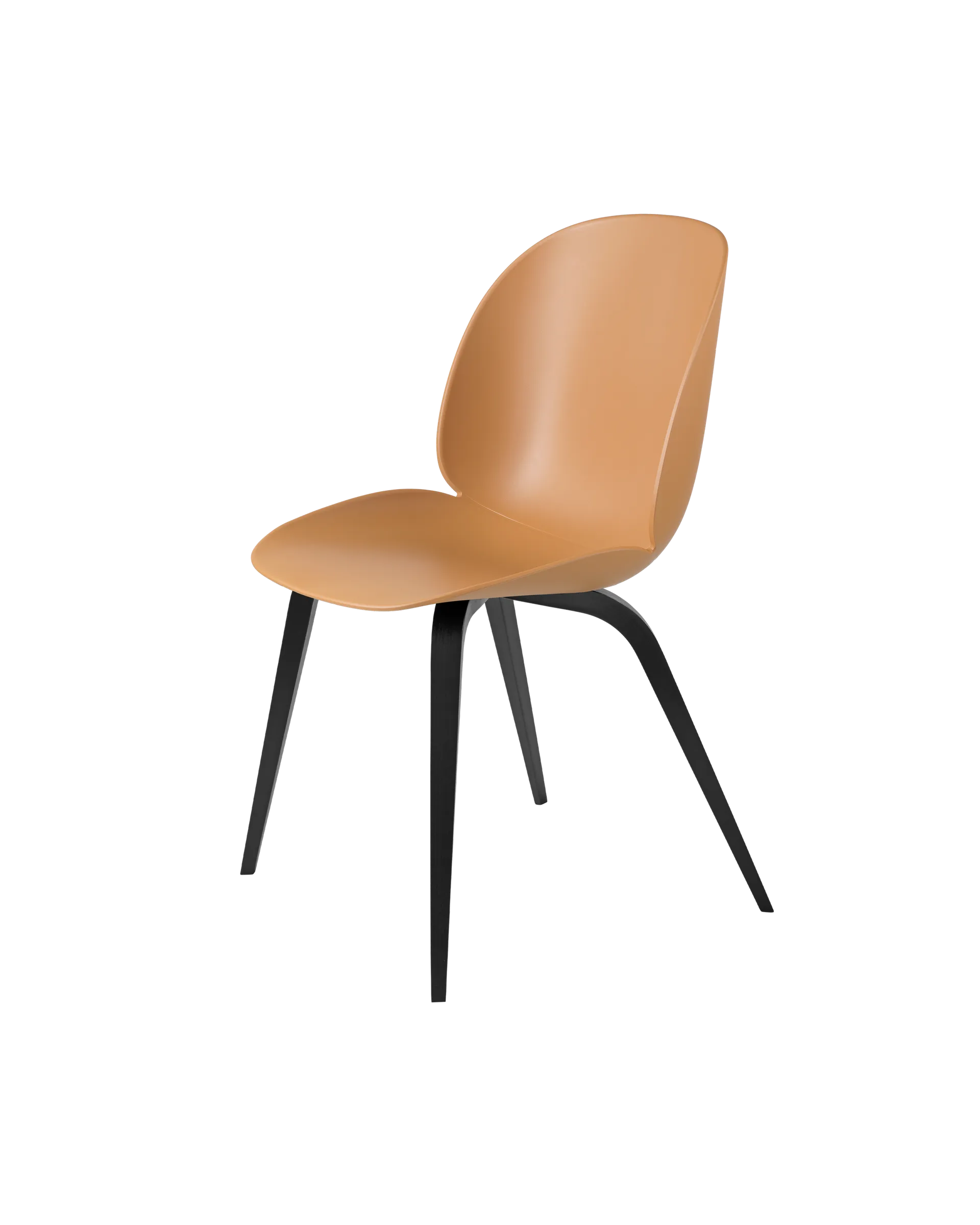 GUBI Beetle Dining Chair, Un-Upholstered (Wood base, Amber Brown, Black Stained Beech)