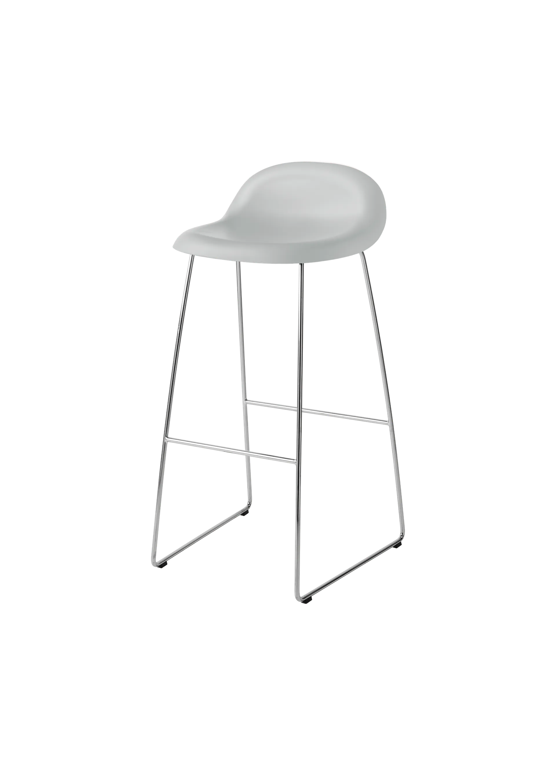 GUBI GUBI 3D Bar Stool, Un-Upholstered (Sledge base, Lunar Gray, Polished Stainless Steel)