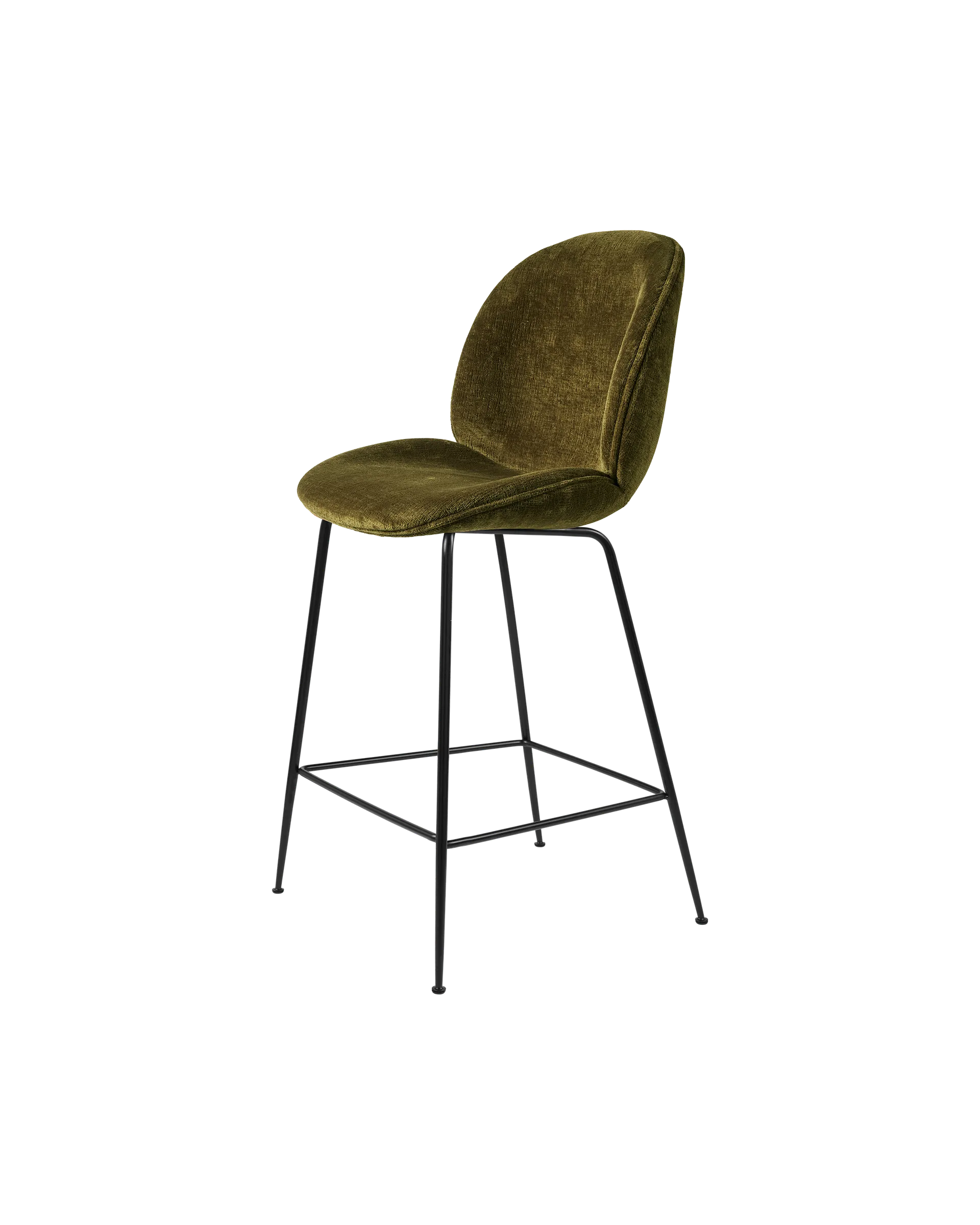 GUBI Beetle Counter Chair, Fully Upholstered (Mumble, Glamour Group (40, Standard), Conic base, Black Matt)
