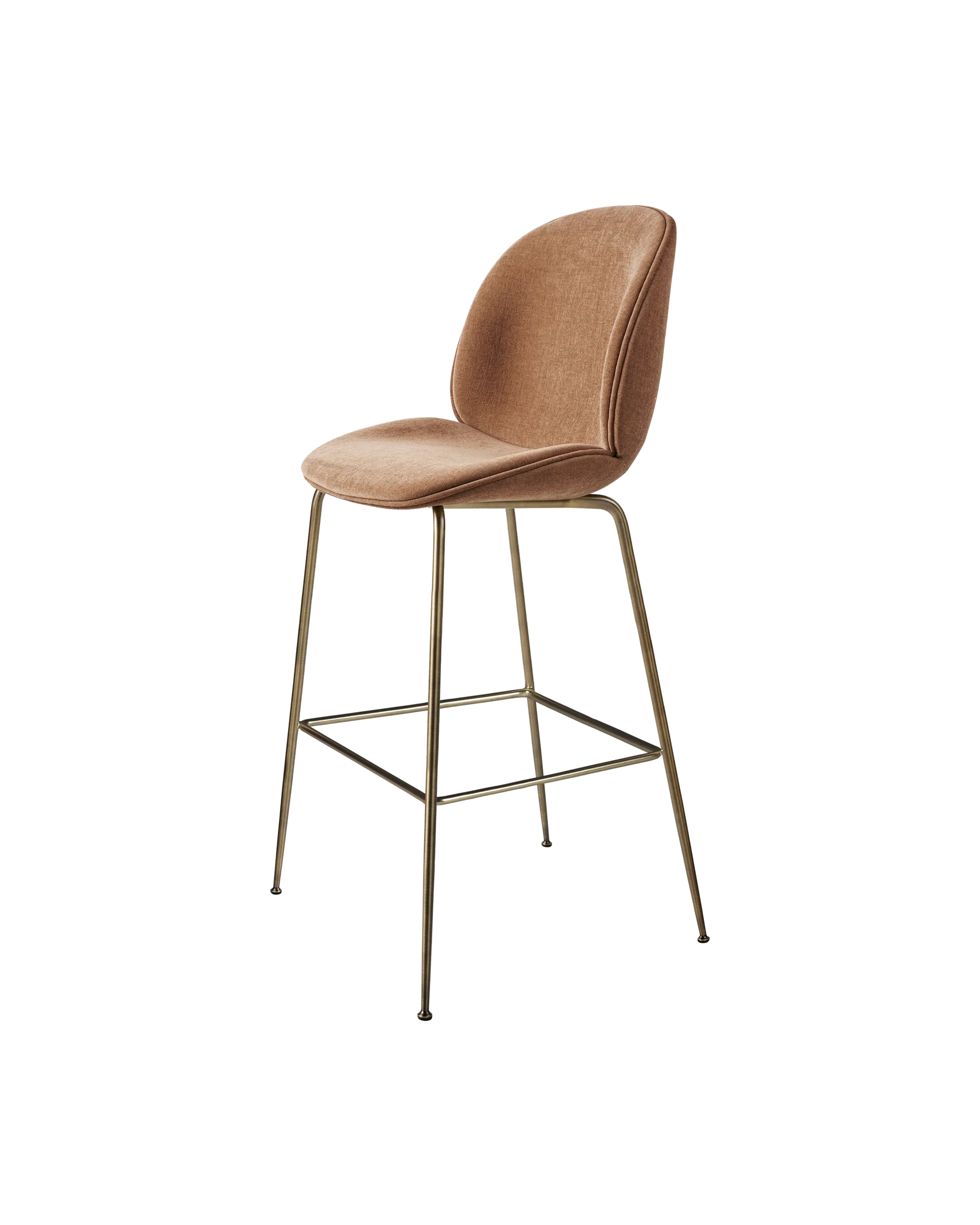 GUBI Beetle Bar Chair, Fully Upholstered (Belsuede Special FR, Dedar (132, Standard), Antique Brass, Conic base)