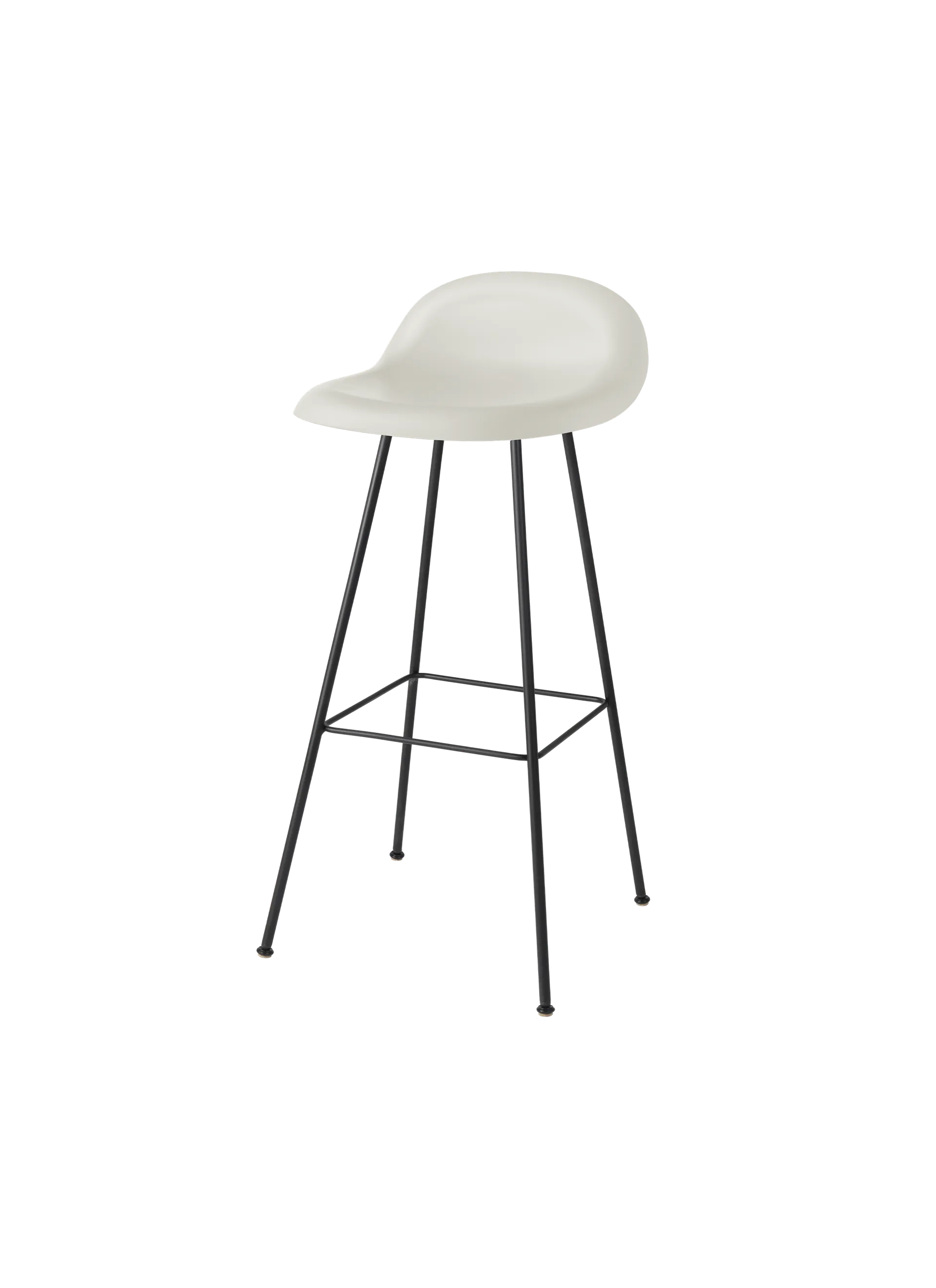 GUBI GUBI 3D Bar Stool, Un-Upholstered (Center base, Alabaster White, Black Matt)