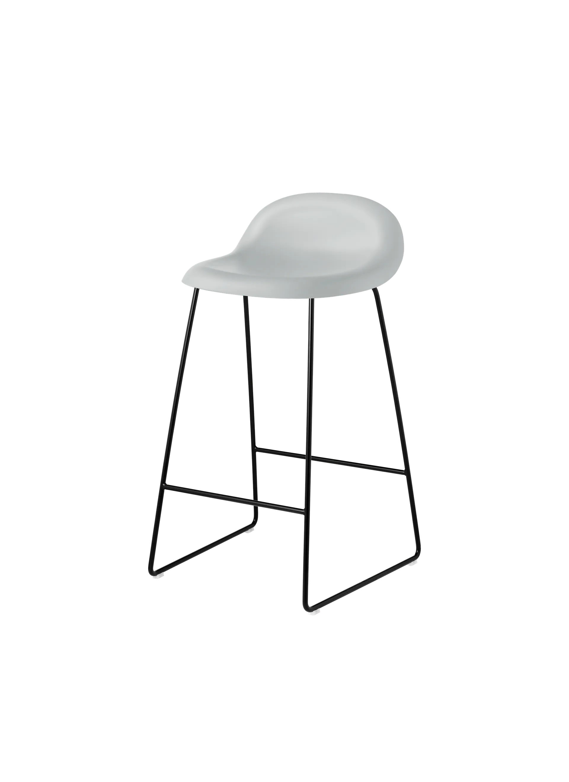 GUBI GUBI 3D Counter Stool, Un-Upholstered (Lunar Gray, Sledge base, Black Matt)