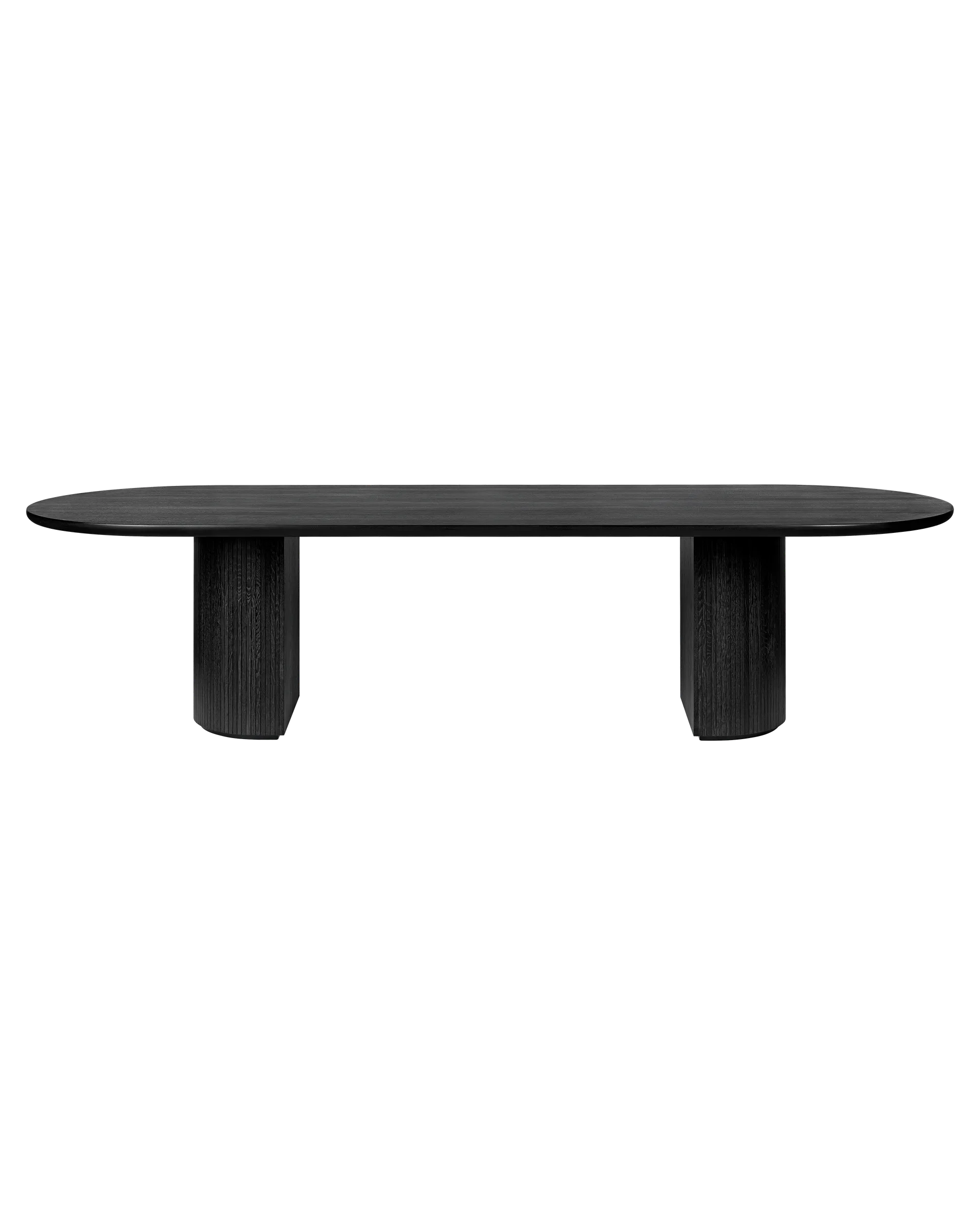 GUBI Moon Dining Table, Elliptical (Brown/Black Stained Veneer Oak Lacquered, 298 x 101 cm)