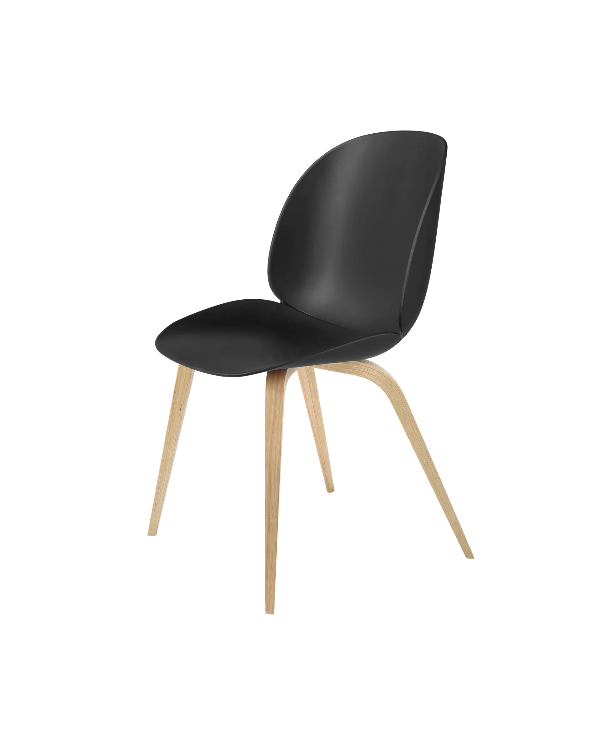 GUBI Beetle Dining Chair, Un-Upholstered (Wood base, Black, Oak Semi Matt Lacquered)