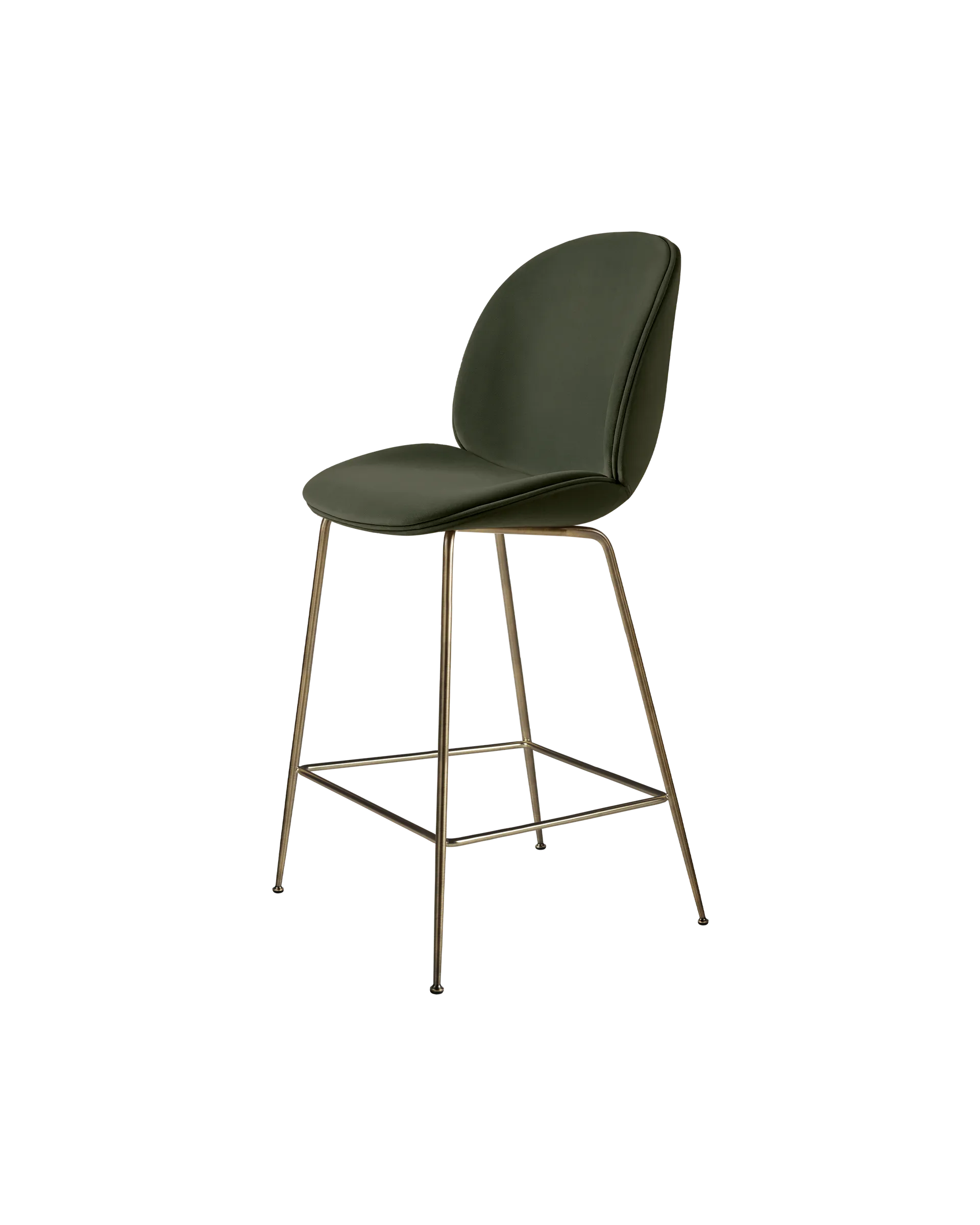 GUBI Beetle Counter Chair, Fully Upholstered (Sunday, Dedar (018, Standard), Conic base, Antique Brass)
