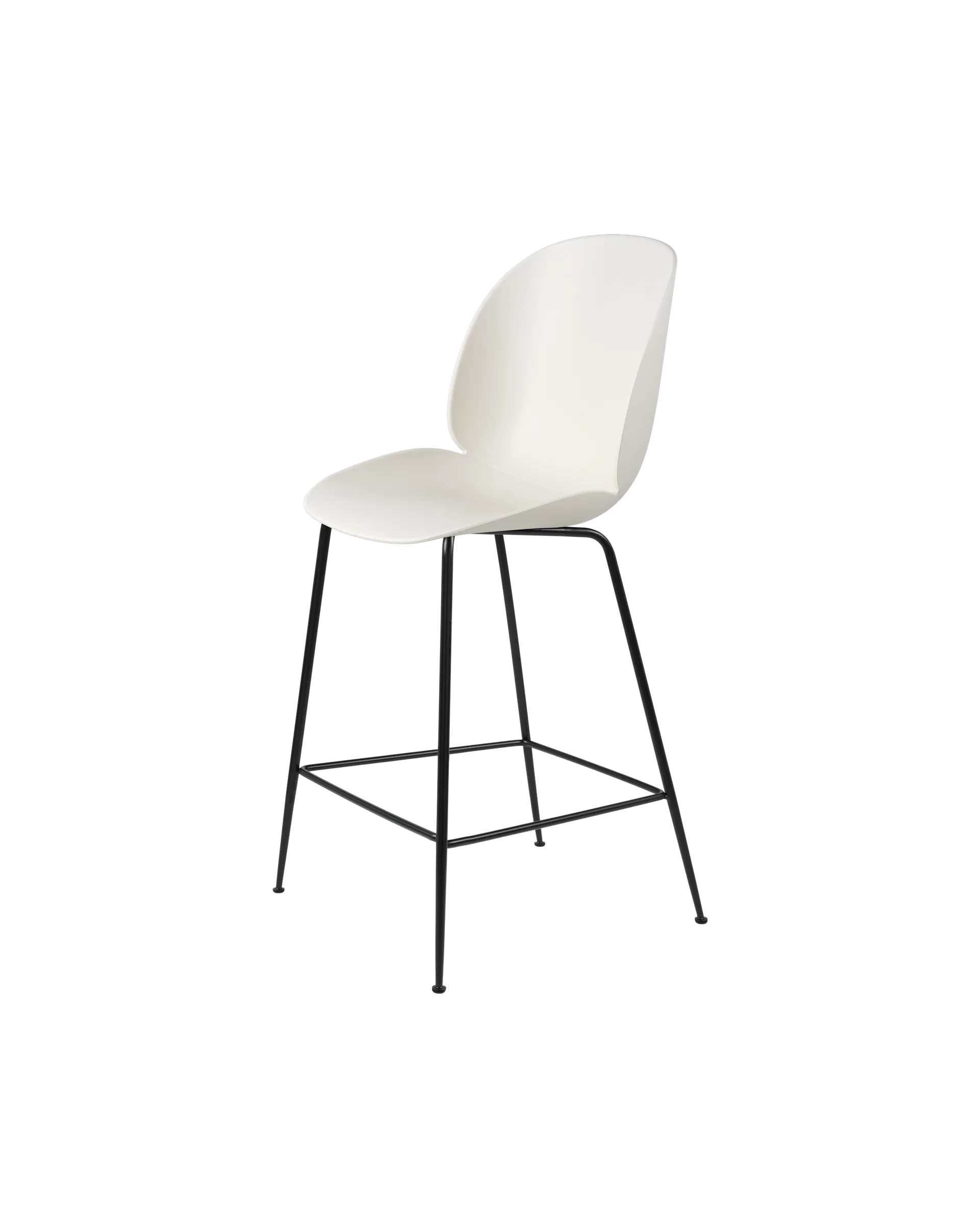 GUBI Beetle Counter Chair, Un-Upholstered (Conic base, Alabaster White, Black Matt)