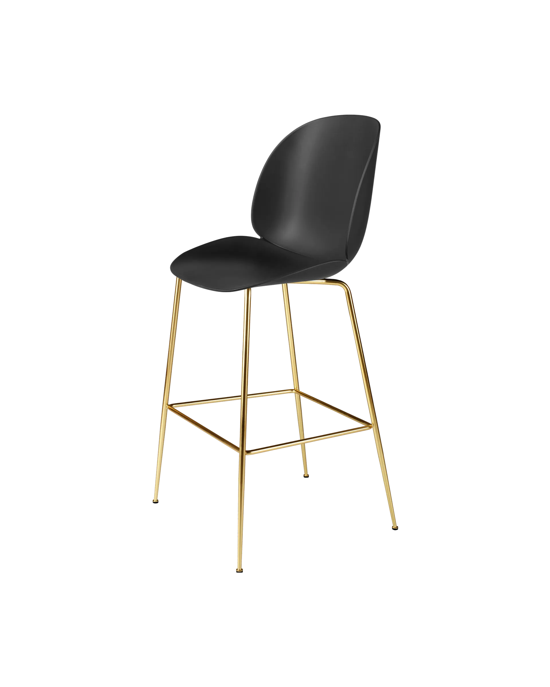 GUBI Beetle Bar Chair, Un-Upholstered (Conic base, Black, Brass Semi Matt)