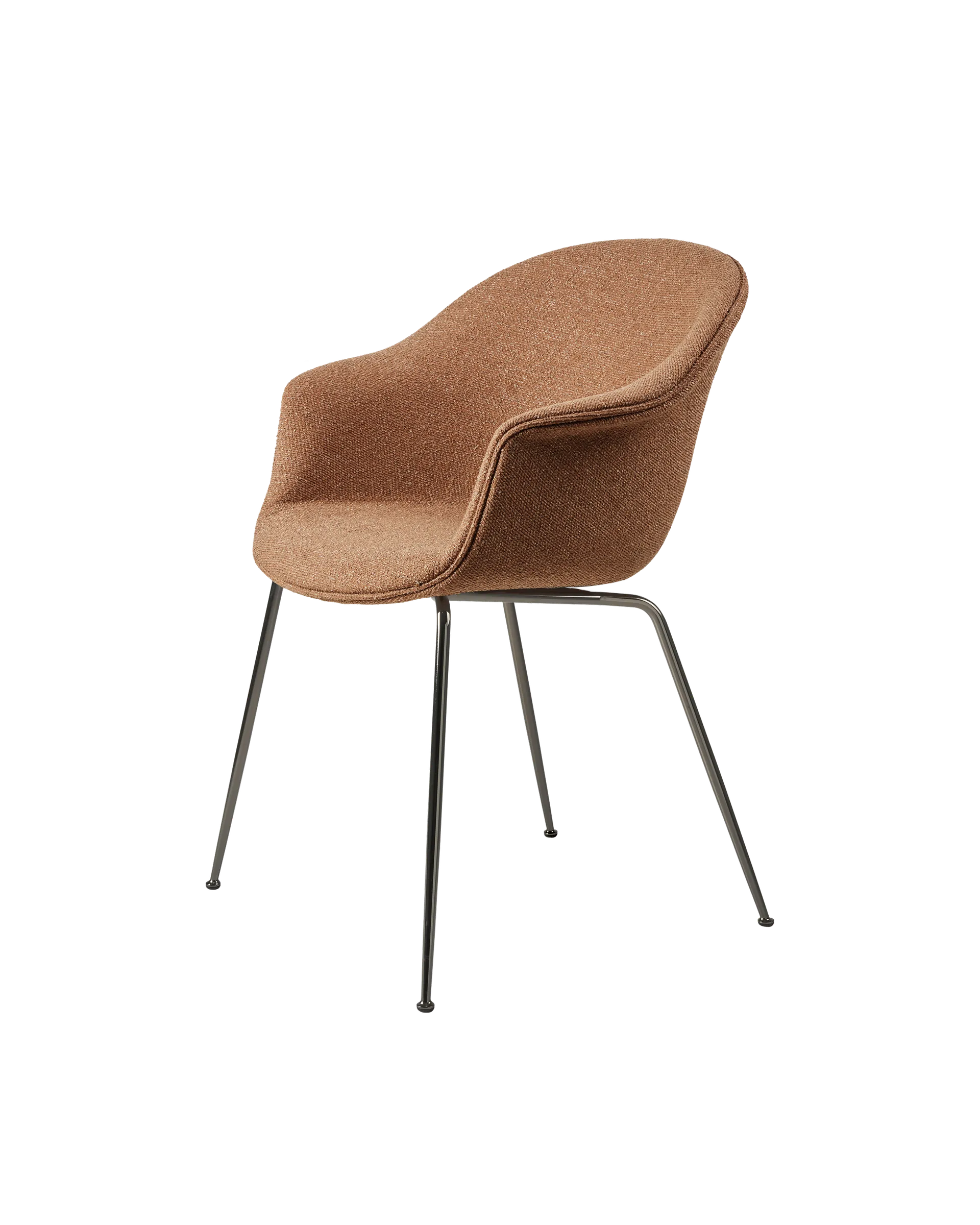GUBI Bat Dining Chair, Fully Upholstered (Around Bouclé, Dedar (032, Standard), Conic base, Black Chrome)