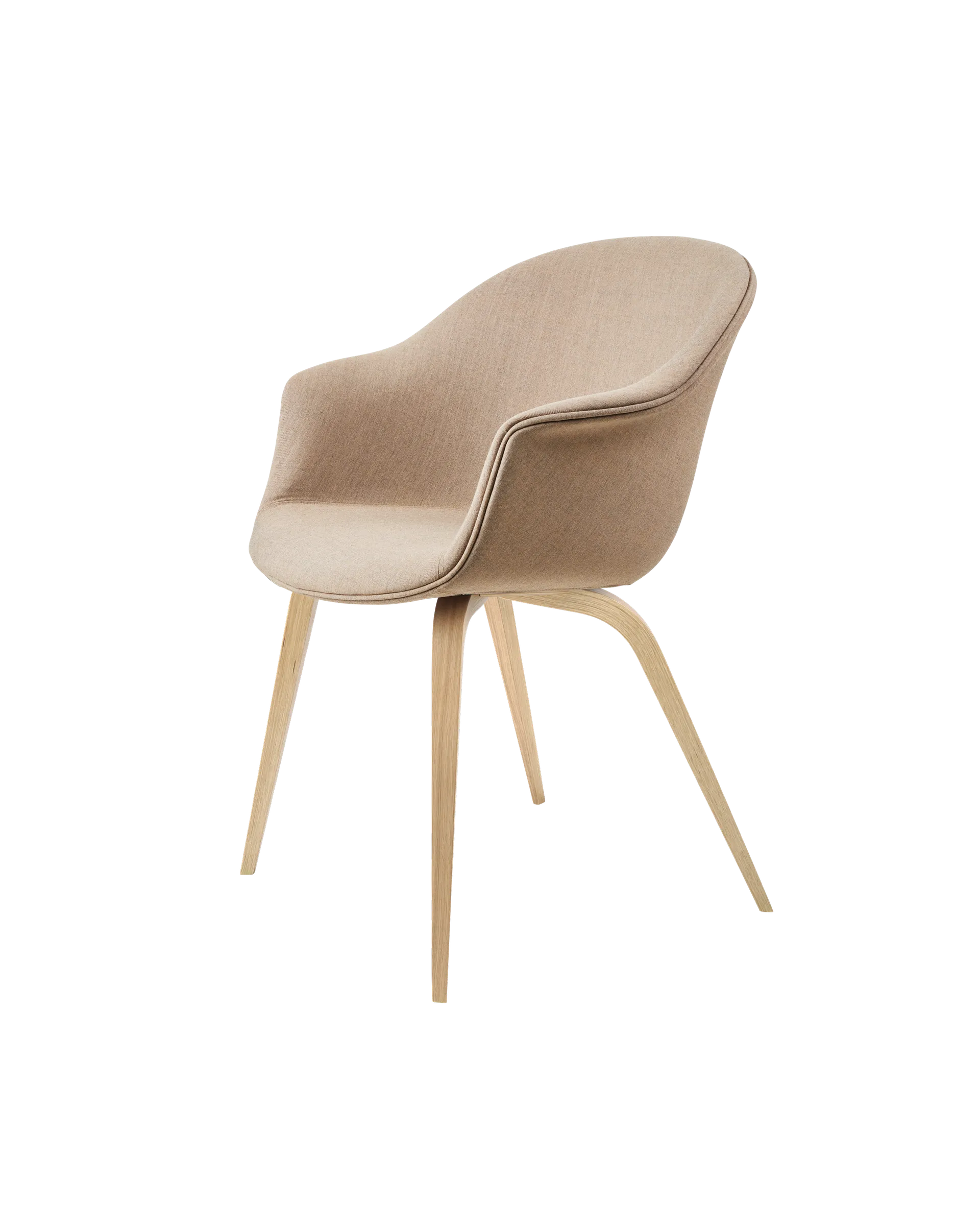 GUBI Bat Dining Chair, Fully Upholstered (Remix 3, Kvadrat (233, Standard), Wood base, Oak Semi Matt)