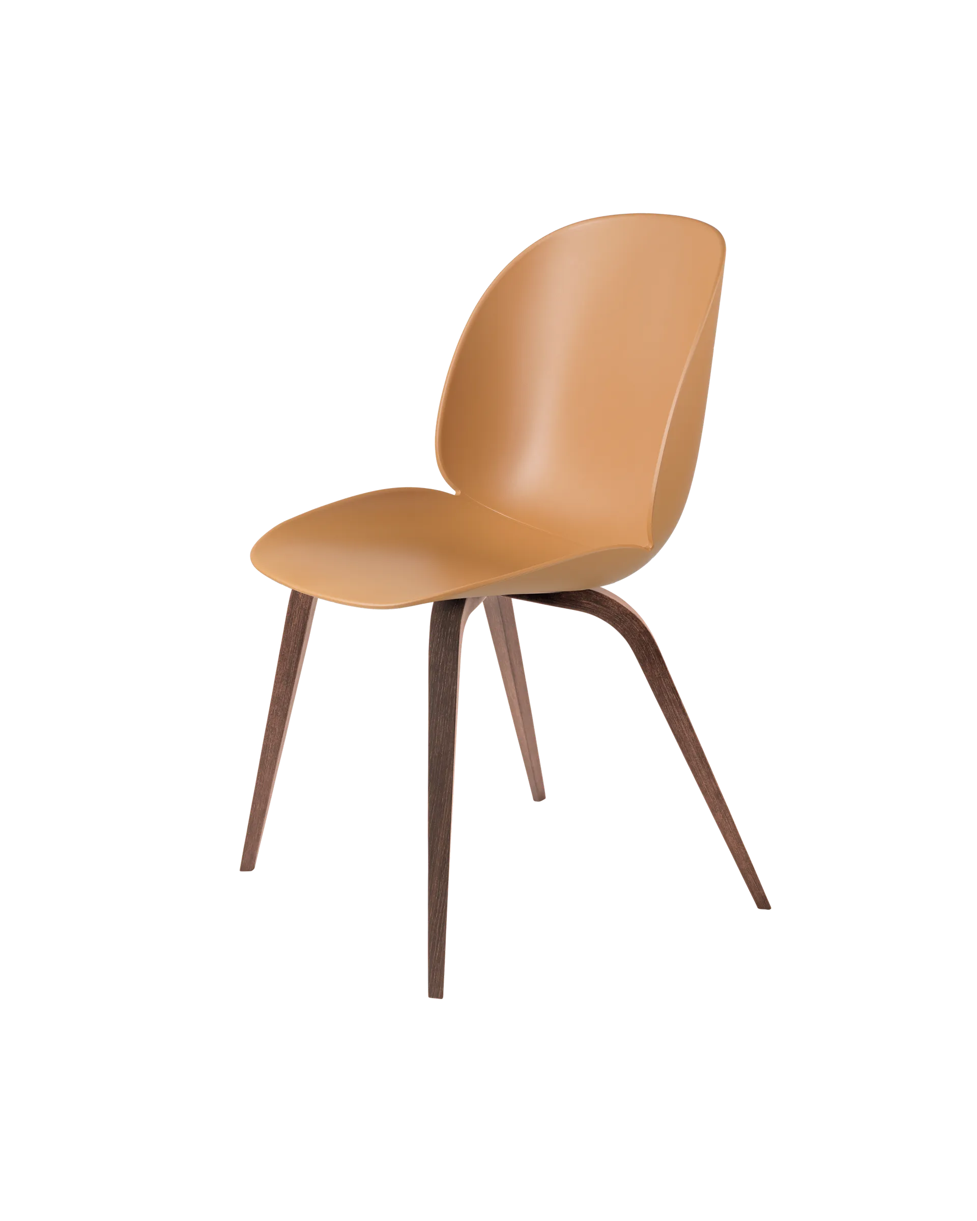 GUBI Beetle Dining Chair, Un-Upholstered (Wood base, Amber Brown, American Walnut)