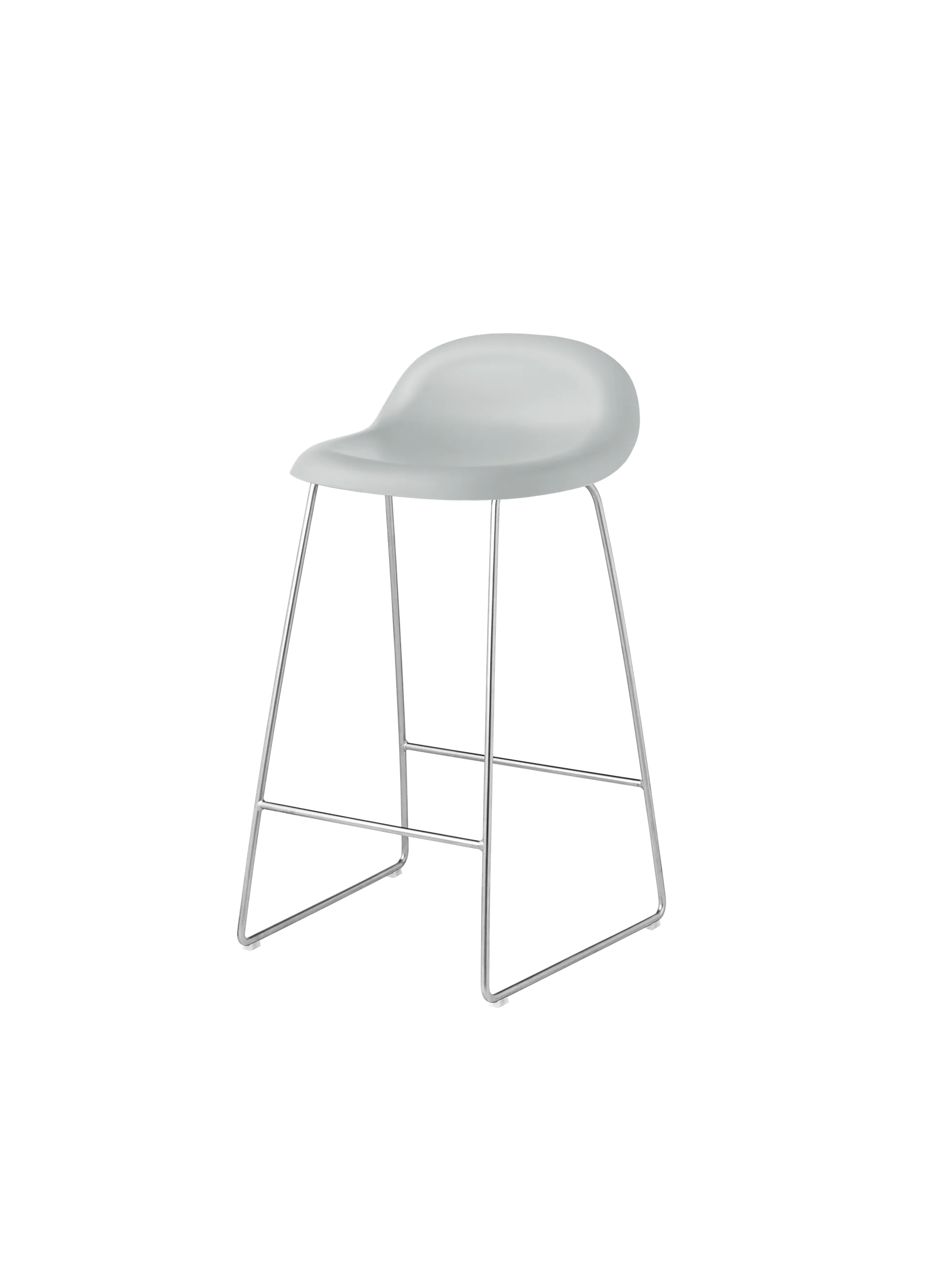 GUBI GUBI 3D Counter Stool, Un-Upholstered (Lunar Gray, Sledge base, Polished Stainless Steel)