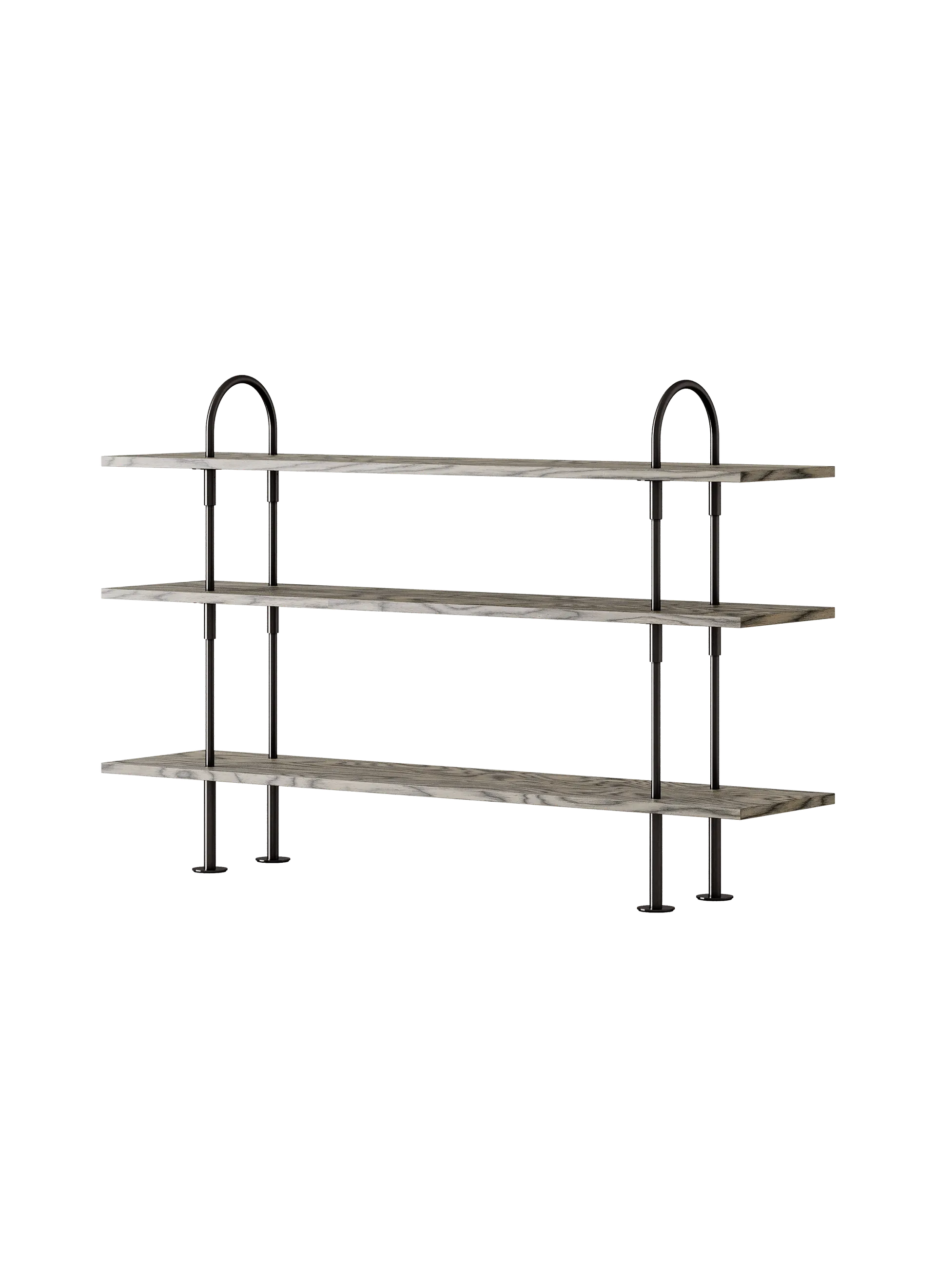 GUBI Keen Shelving System (160 cm, 105 cm - 3 Shelves, ALPI Sottsass Gray, Black Brass)