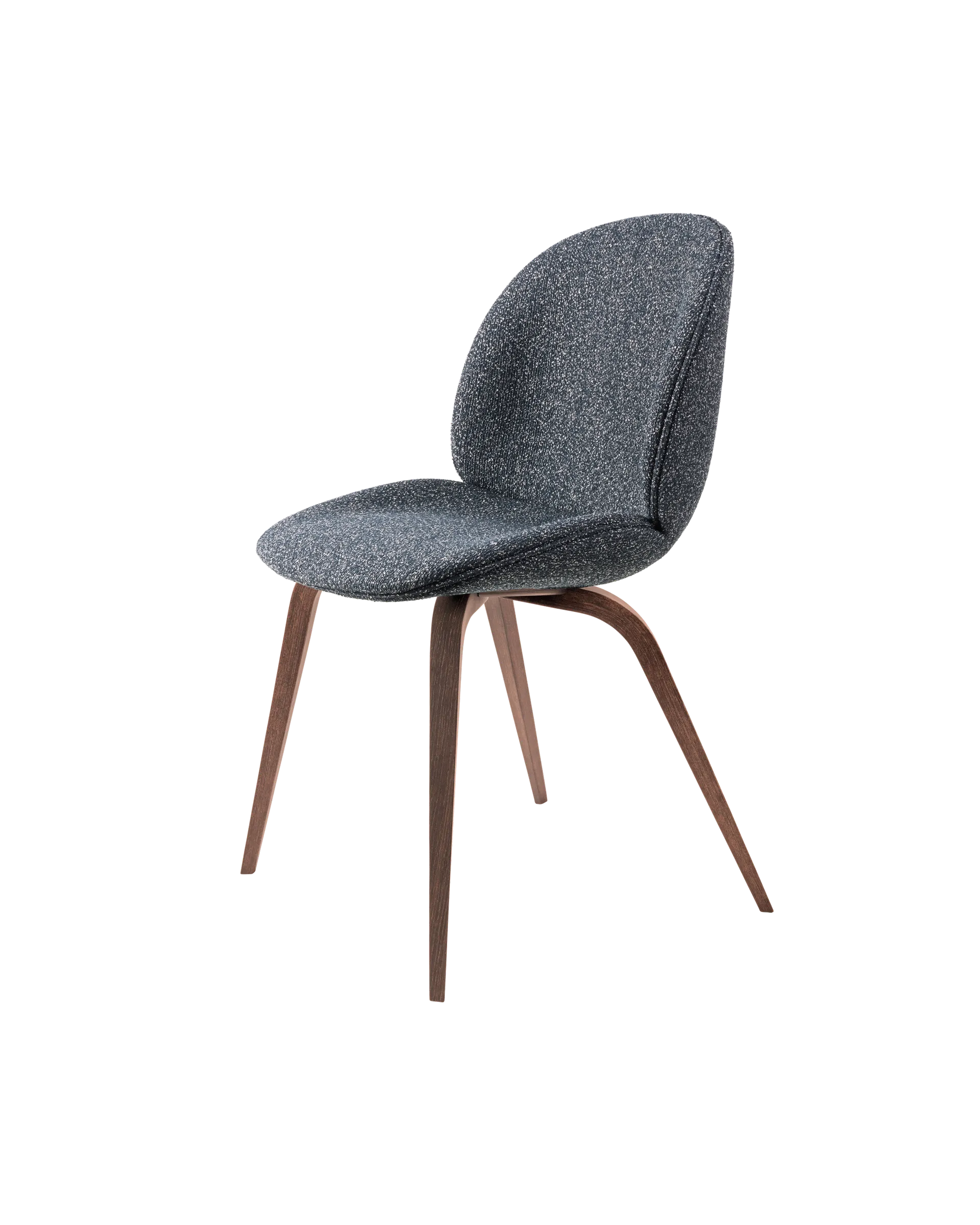 GUBI Beetle Dining Chair, Fully Upholstered (Around Bouclé, Dedar (023, Standard), Wood base, American Walnut)