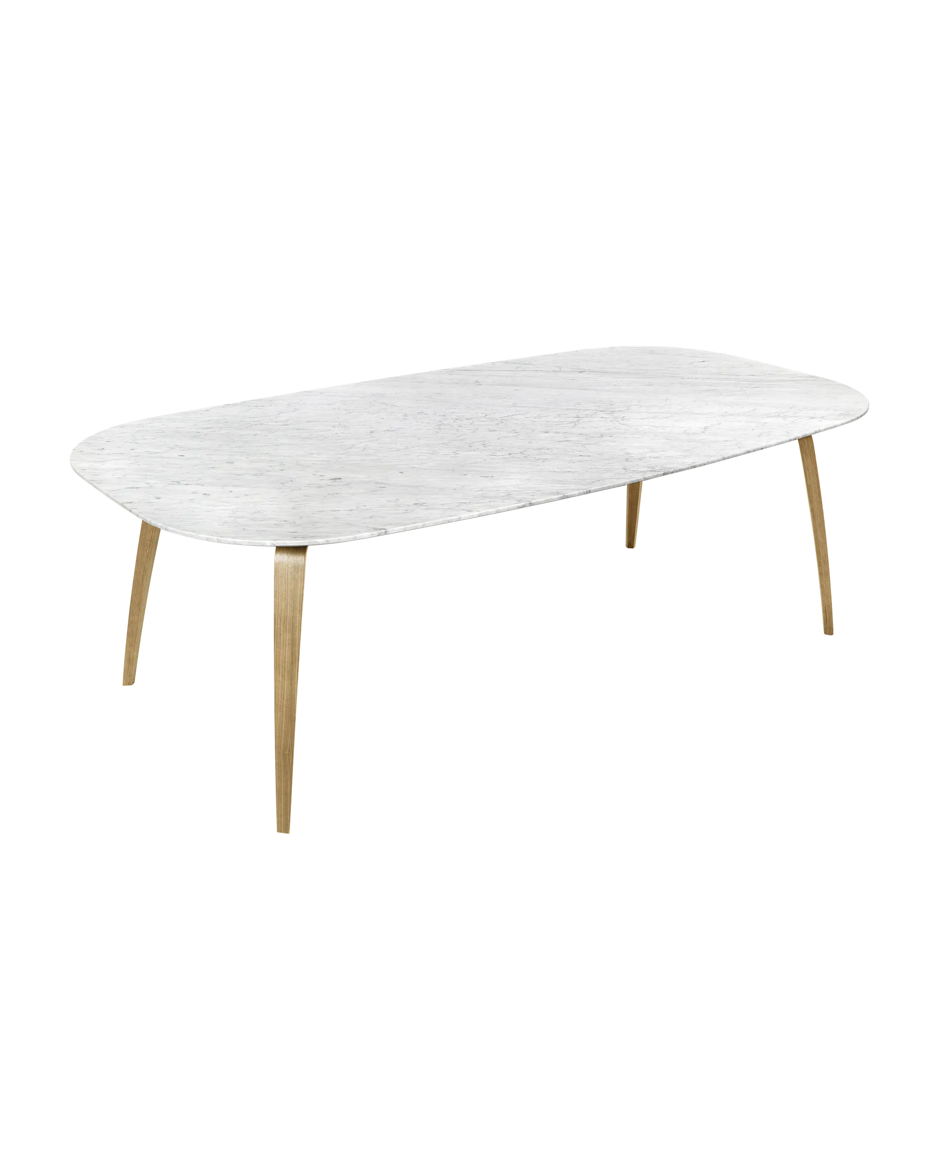 GUBI GUBI Dining Table, Elliptical (Oak Semi Matt Lacquered, White Carrara Marble, 120 x 230 cm)