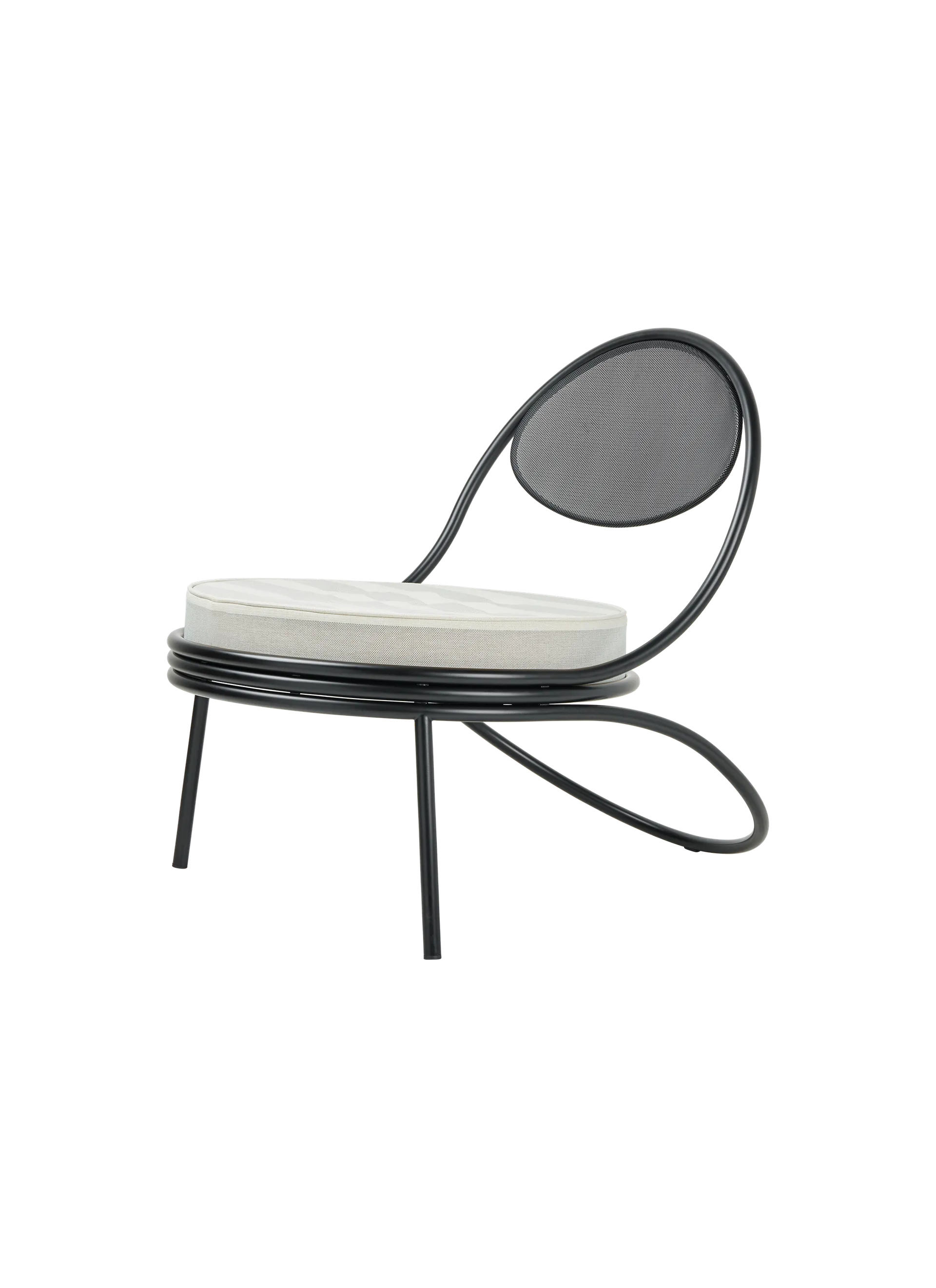 GUBI Copacabana Lounge Chair (Black Semi Matt, Leslie Stripe, Limonta (020, Standard))