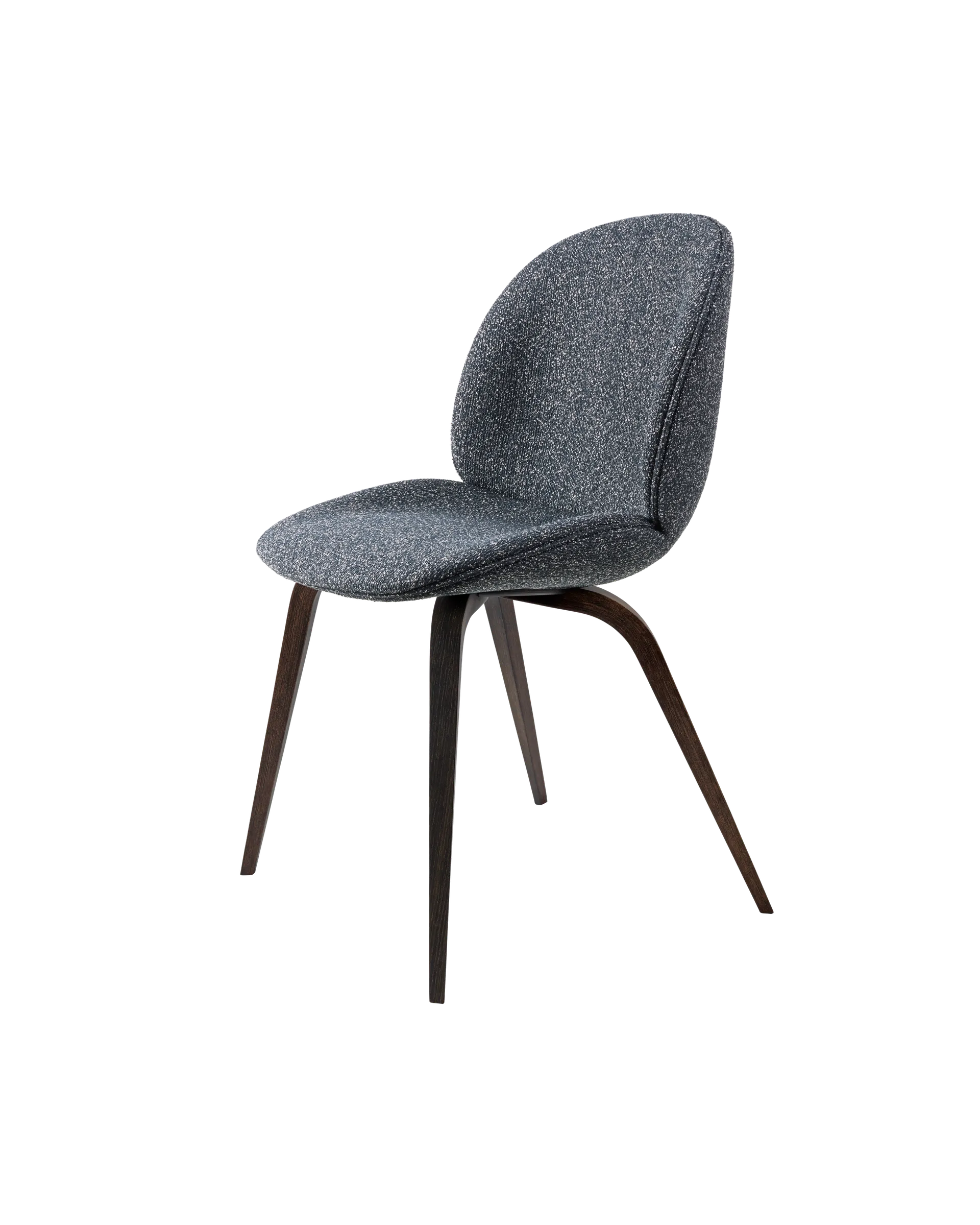 GUBI Beetle Dining Chair, Fully Upholstered (Around Bouclé, Dedar (023, Standard), Wood base, Smoked Oak)