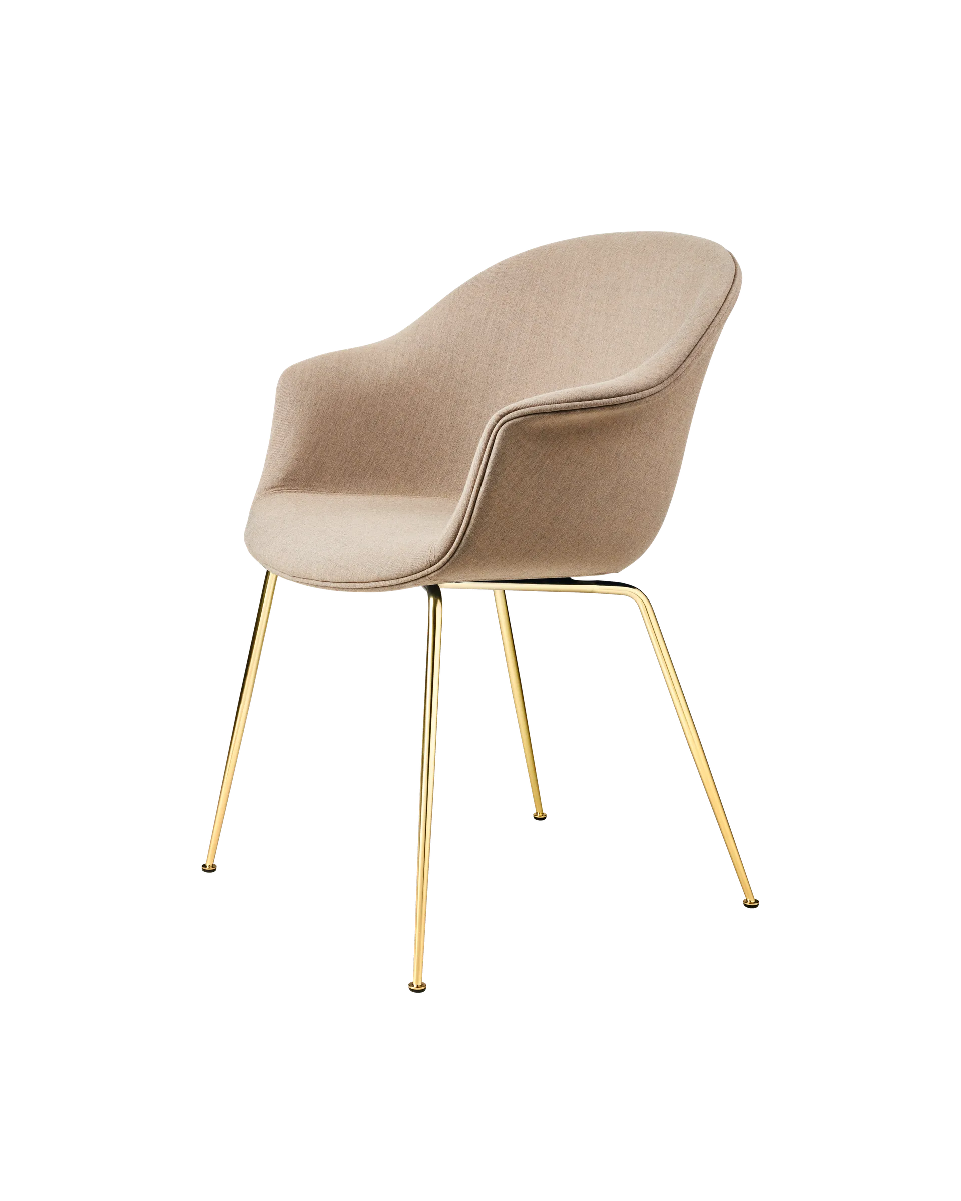 GUBI Bat Dining Chair, Fully Upholstered (Remix 3, Kvadrat (233, Standard), Conic base, Brass Semi Matt)