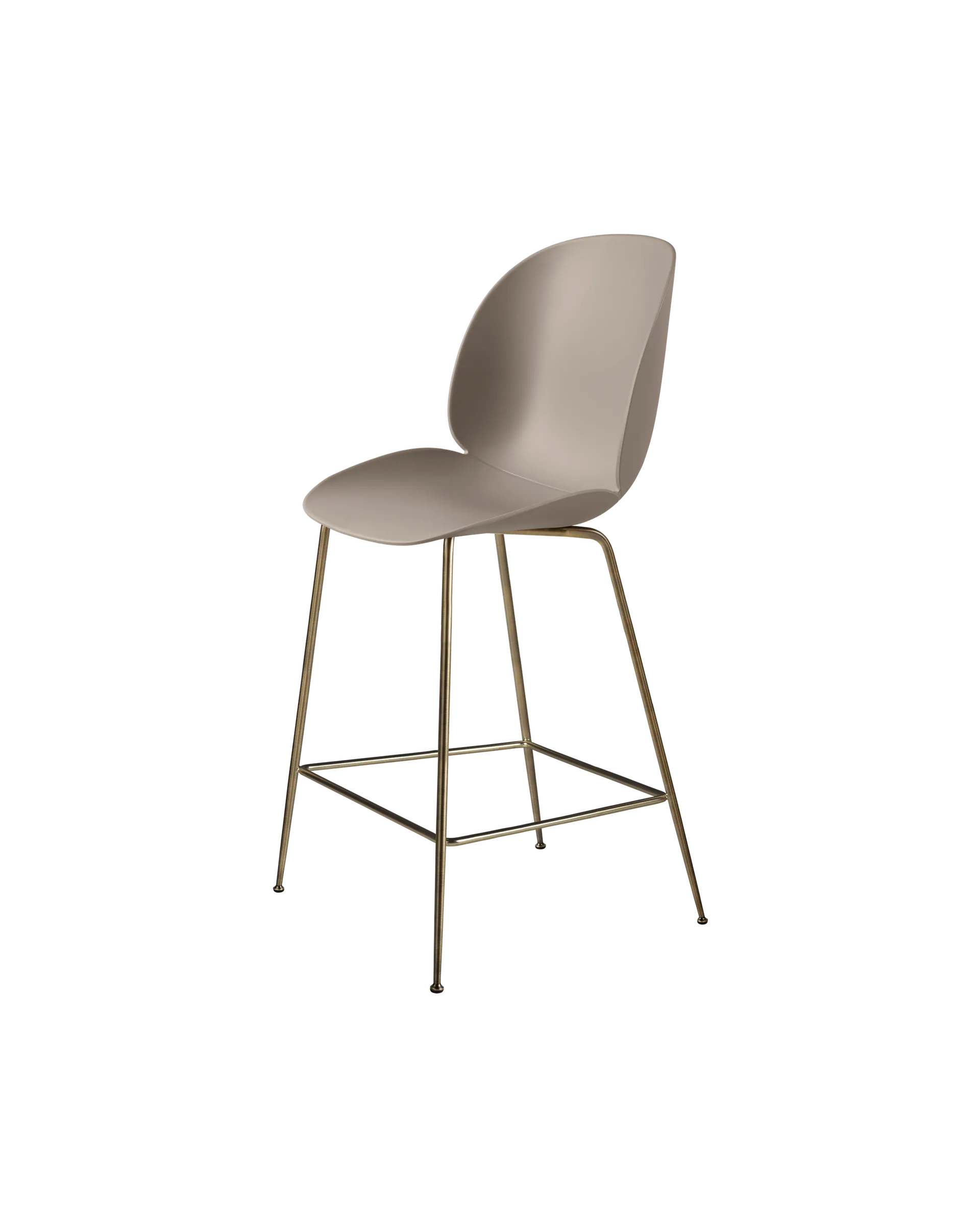 GUBI Beetle Counter Chair, Un-Upholstered (Conic base, New Beige, Antique Brass)