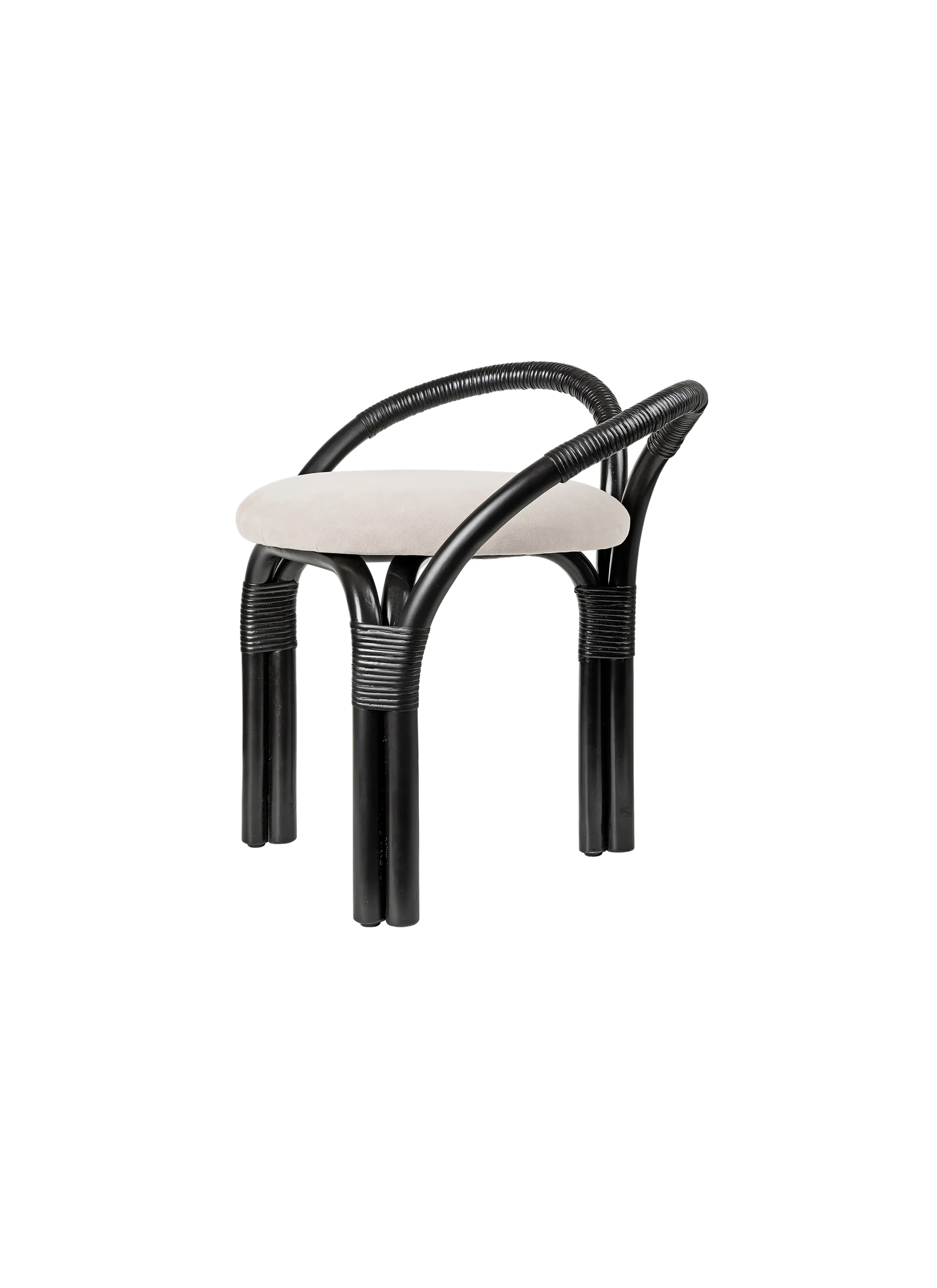 GUBI Bistra Stool (Fustagno, GUBI (001, Standard), Ebony Painted Rattan)