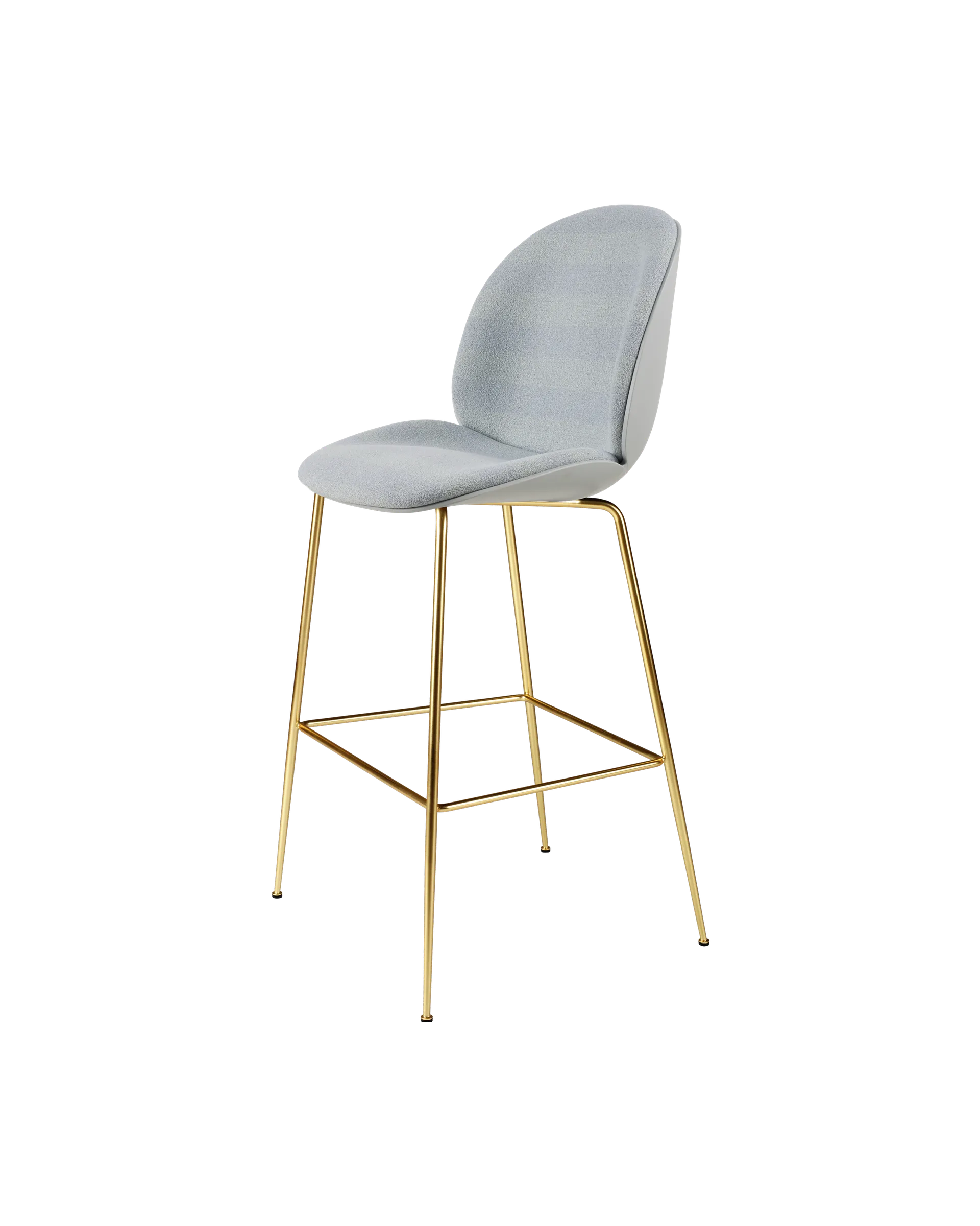 GUBI Beetle Bar Chair, 3D Veneer & Front Upholstered (Kvadrat Sahco, Acca Stripe 0731, Lunar Gray, Brass Semi Matt)