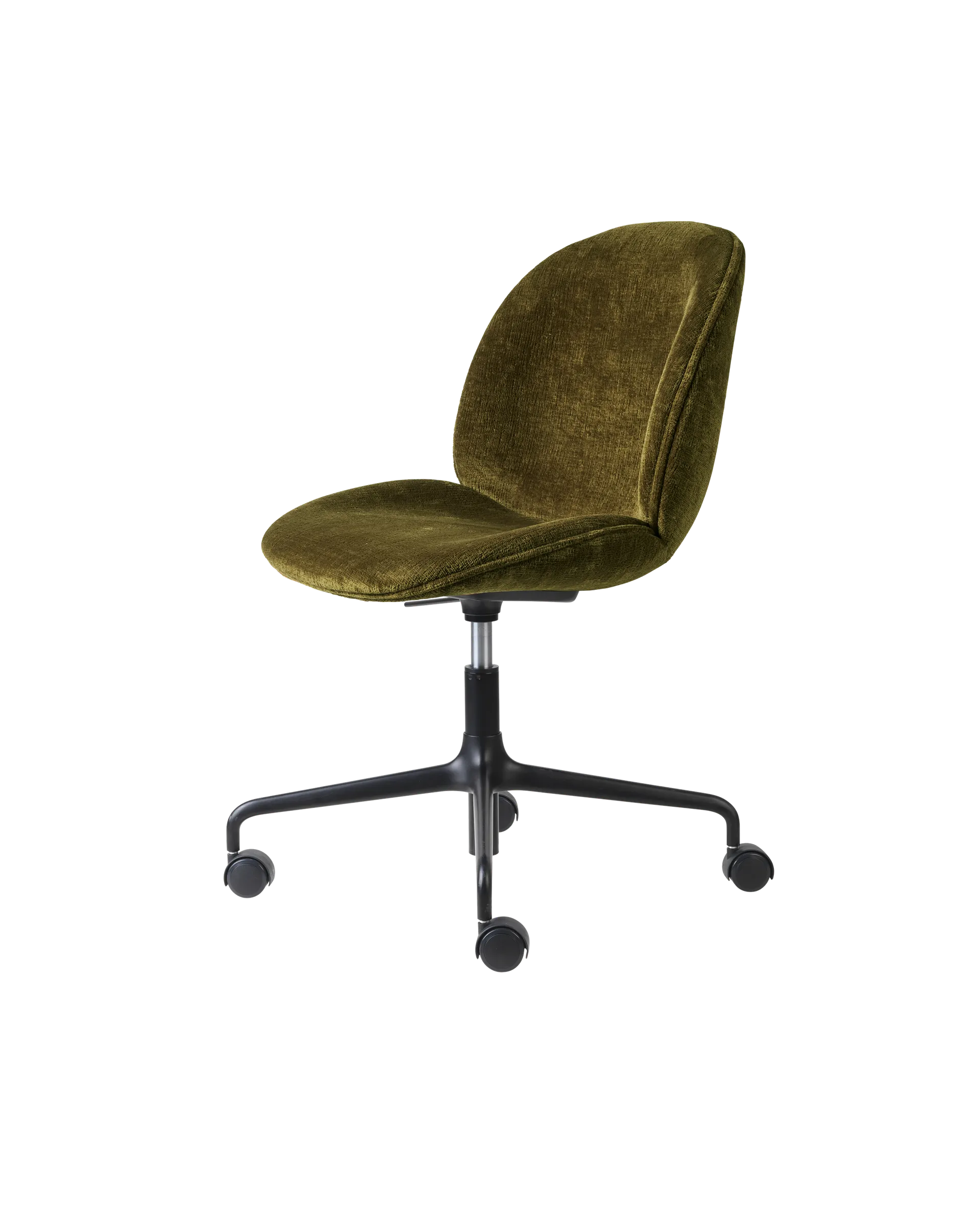 GUBI Beetle Meeting Chair, Fully Upholstered (Mumble, Glamour Group (40, Standard), Height adjustable 4-star base w. castors, Black Matt)