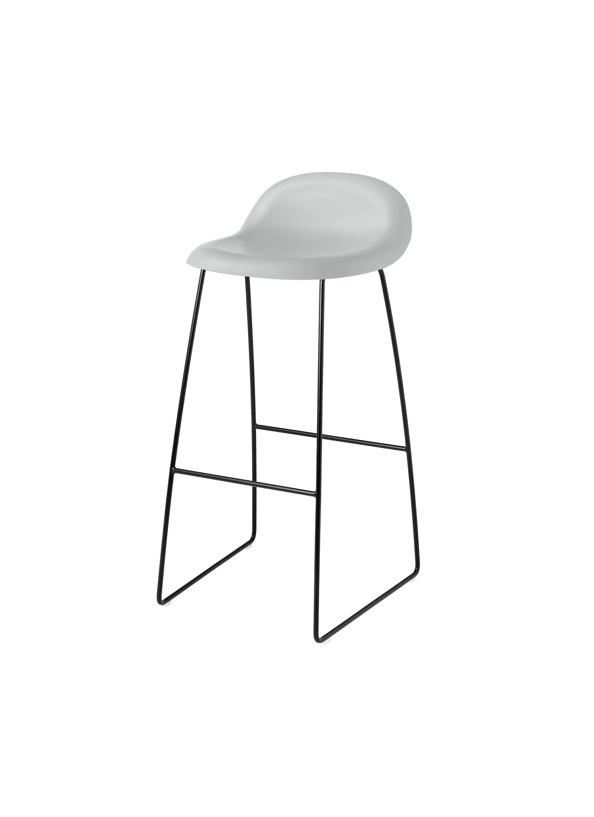 GUBI GUBI 3D Bar Stool, Un-Upholstered (Sledge base, Lunar Gray, Black Matt)