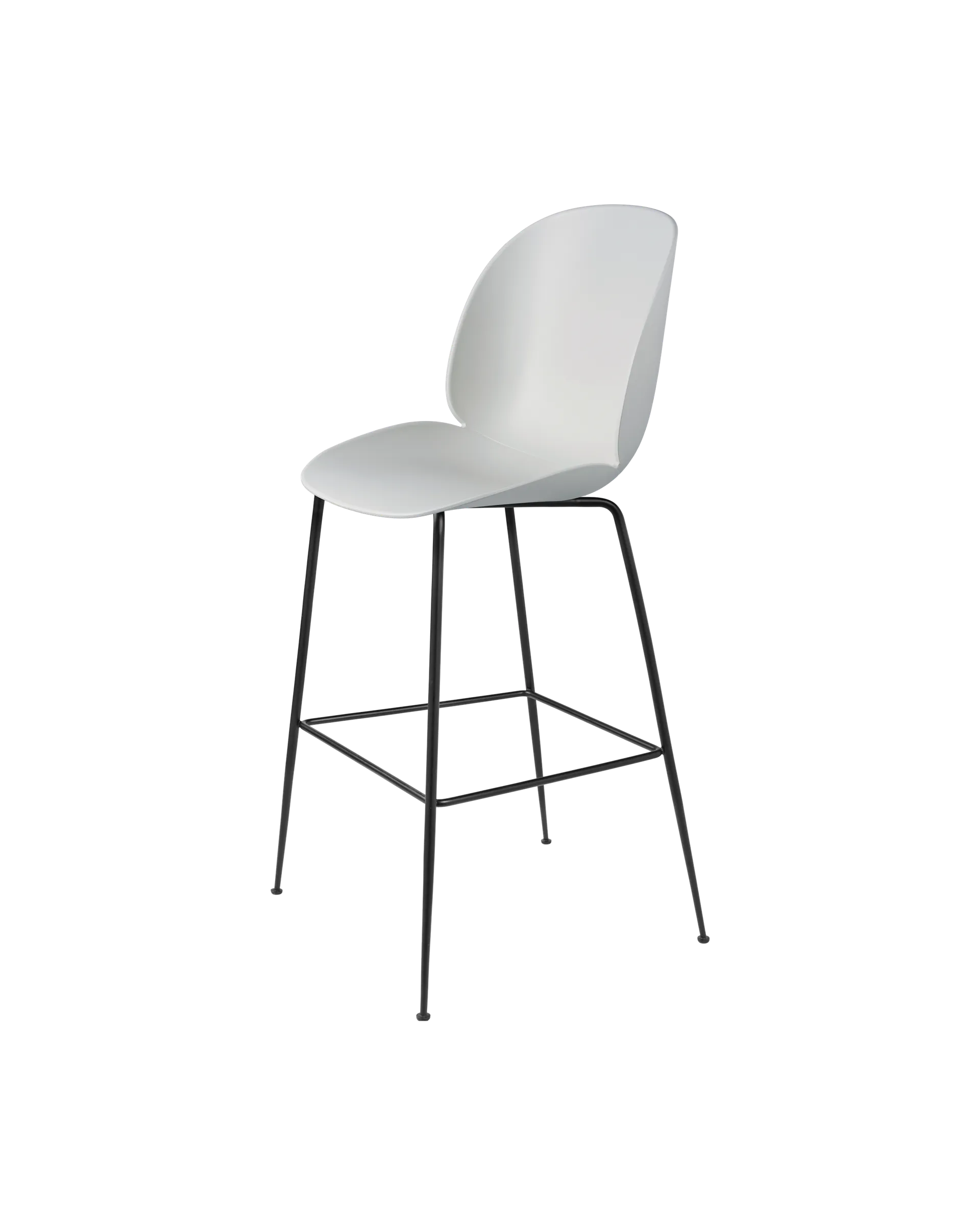 GUBI Beetle Bar Chair, Un-Upholstered (Conic base, Lunar Gray, Black Matt)