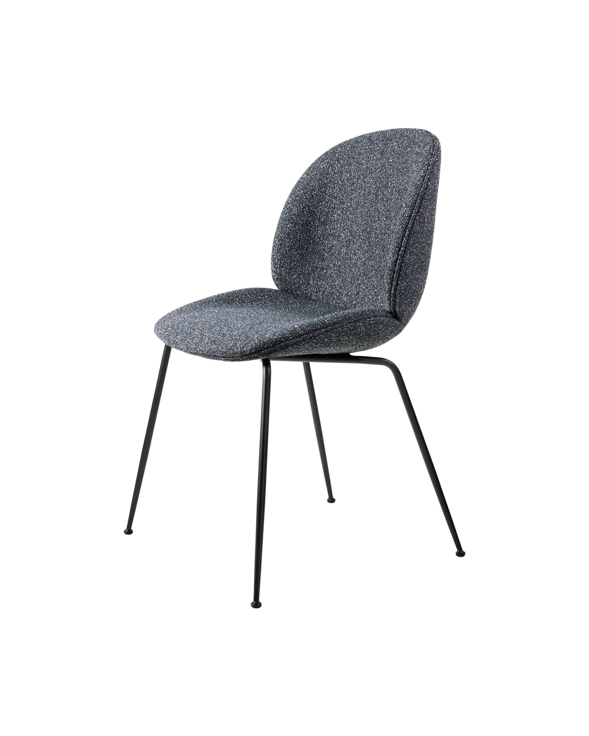 GUBI Beetle Dining Chair, Fully Upholstered (Around Bouclé, Dedar (023, Standard), Conic base, Black Matt)