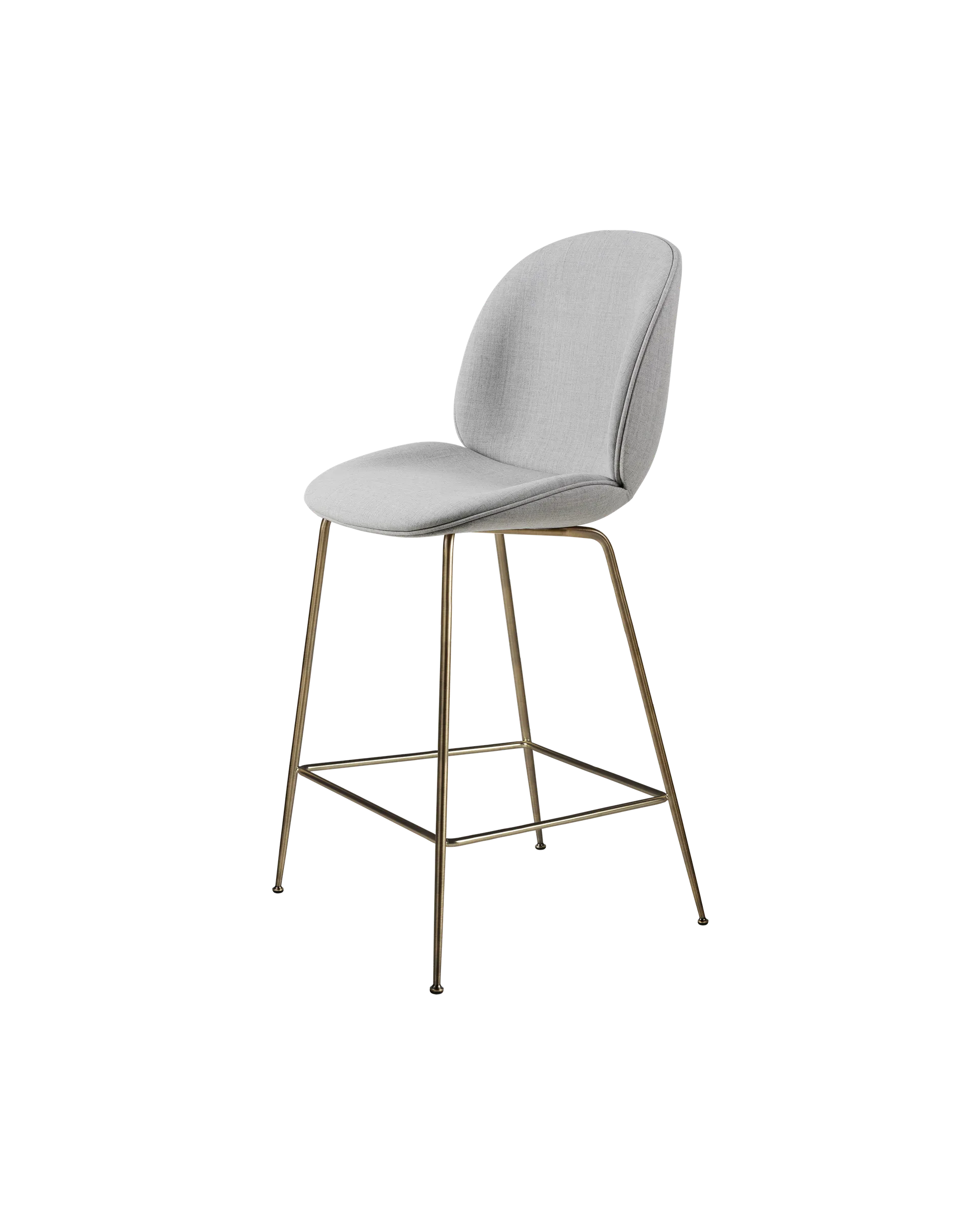 GUBI Beetle Counter Chair, Fully Upholstered (Remix 3, Kvadrat (123, Standard), Conic base, Antique Brass)