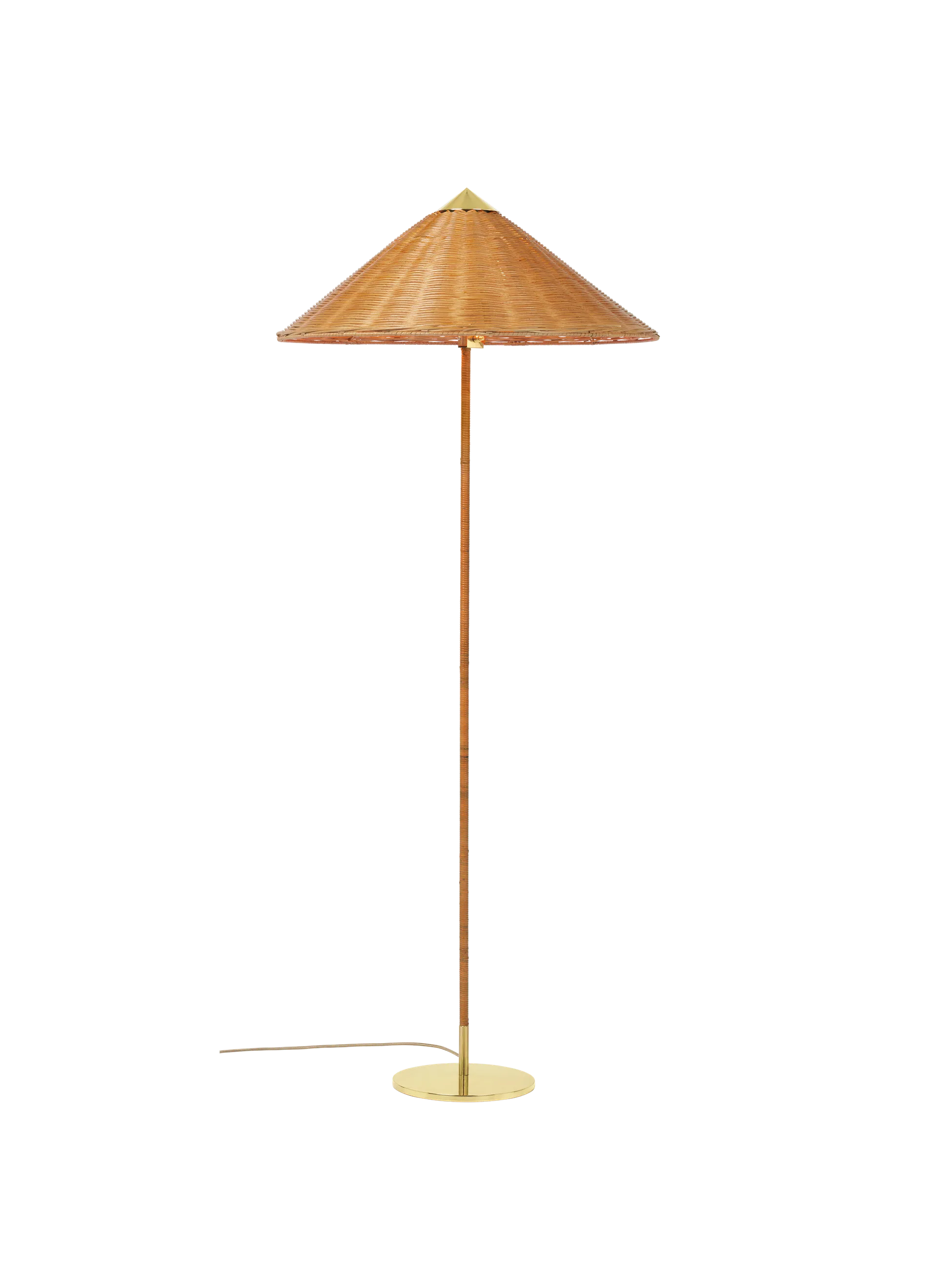 GUBI 9602 Floor Lamp (Wicker Willow, Brass, EU)