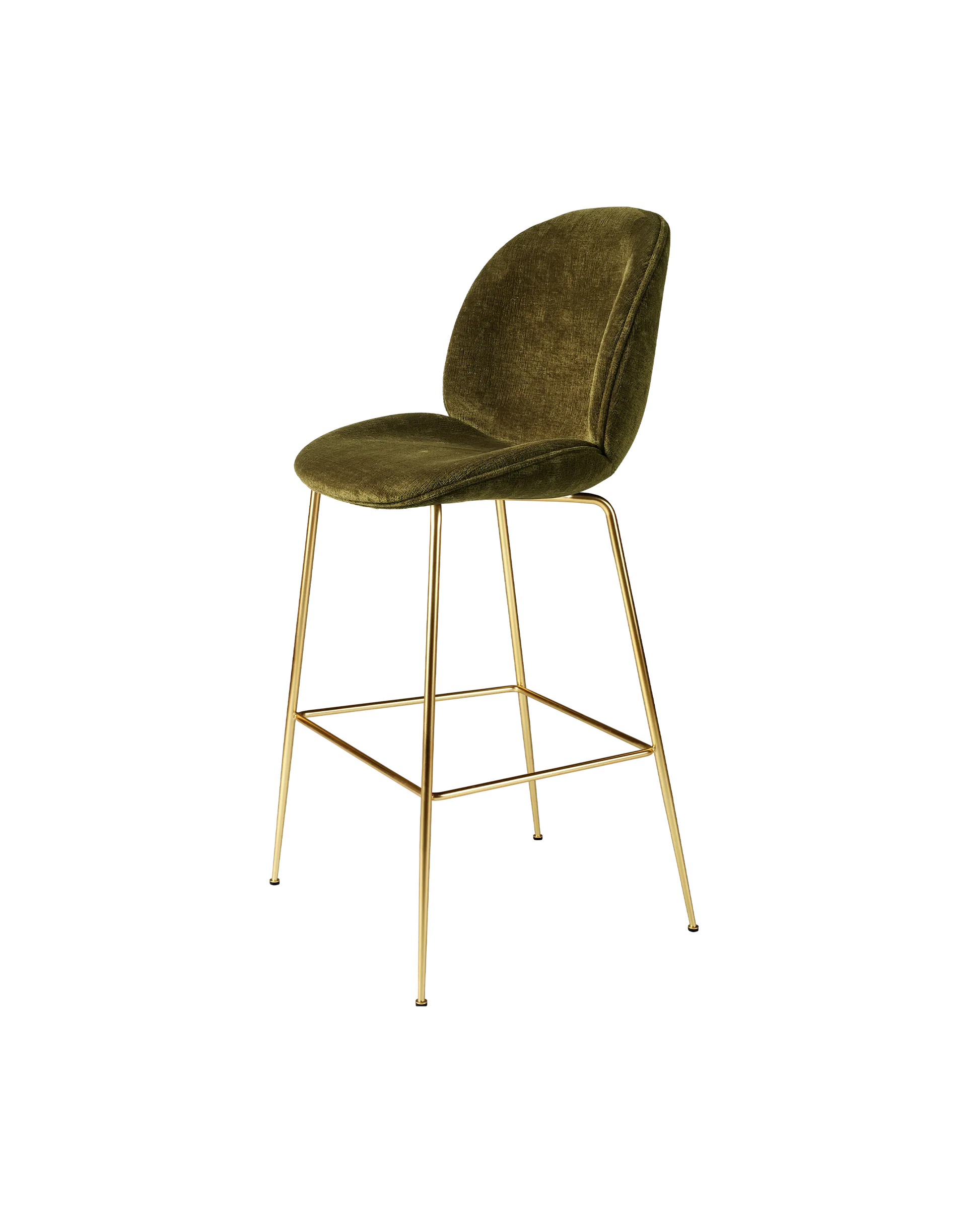 GUBI Beetle Bar Chair, Fully Upholstered (Mumble, Glamour Group (40, Standard), Conic base, Brass Semi Matt)