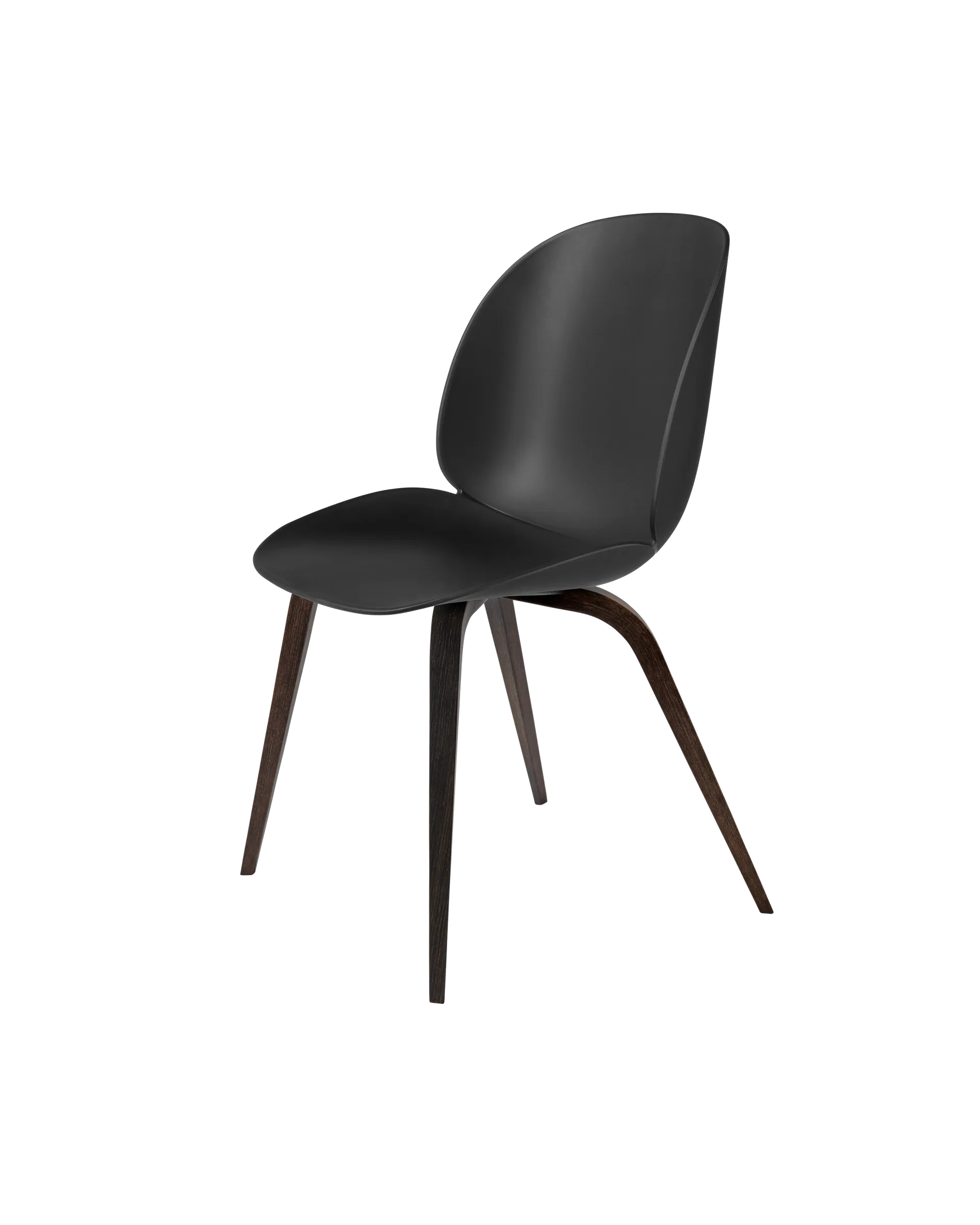 GUBI Beetle Dining Chair, Un-Upholstered (Wood base, Black, Smoked Oak)