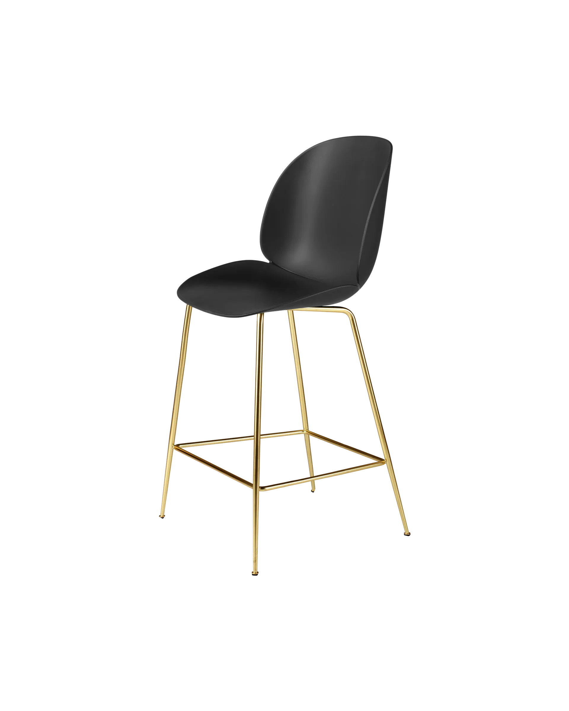 GUBI Beetle Counter Chair, Un-Upholstered (Conic base, Black, Brass Semi Matt)