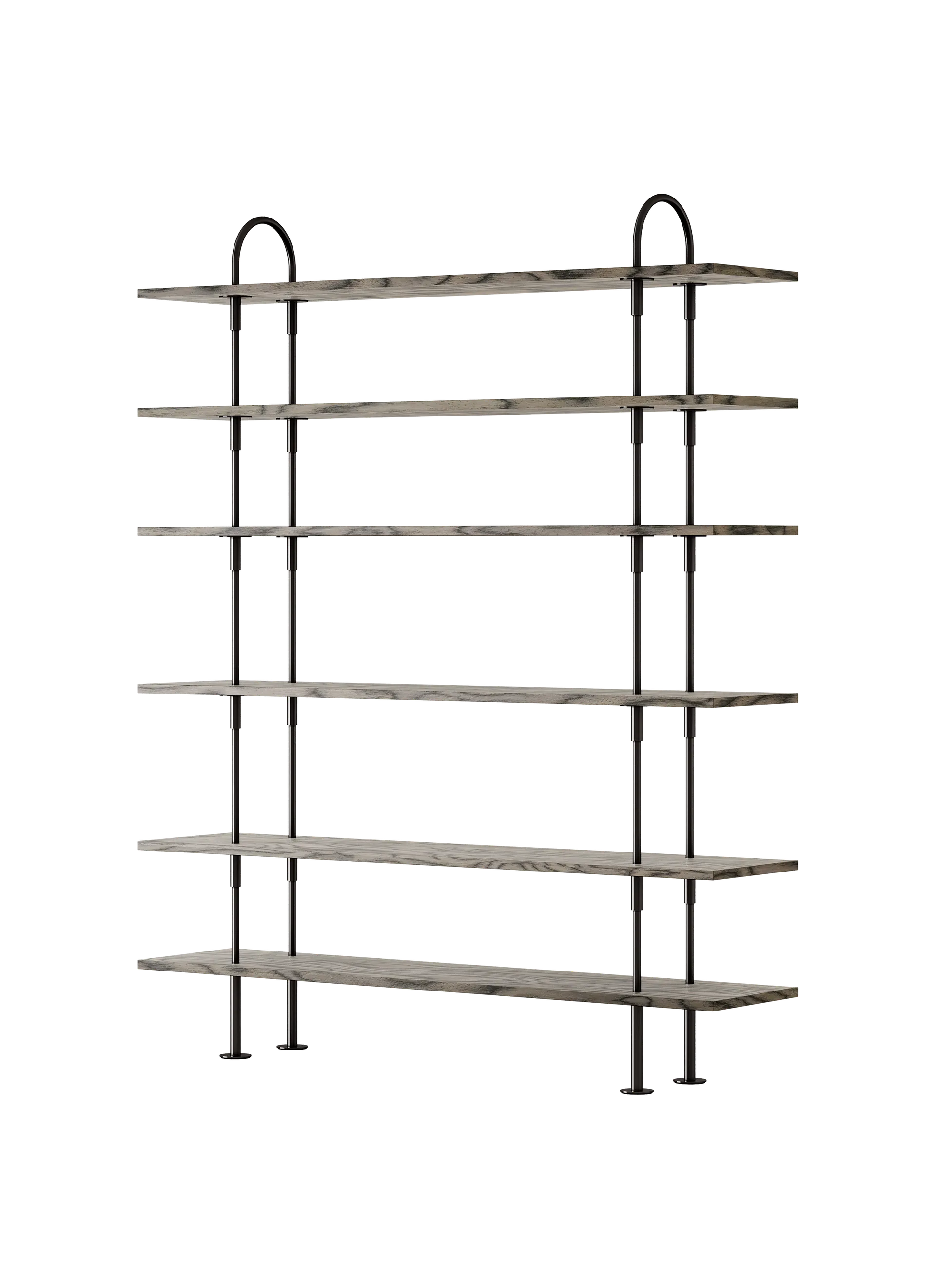 GUBI Keen Shelving System (160 cm, 198 cm - 6 Shelves, ALPI Sottsass Gray, Black Brass)