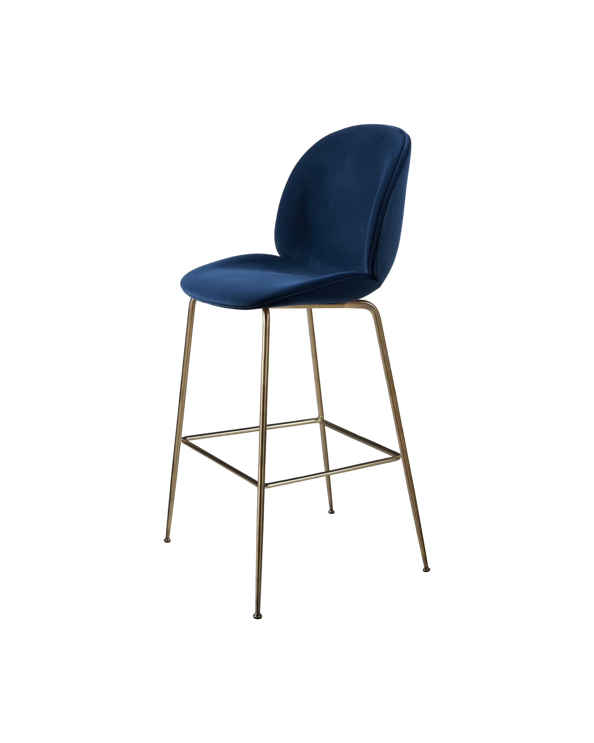 GUBI Beetle Bar Chair, Fully Upholstered (Sunday, Dedar (003, Standard), Conic base, Antique Brass)