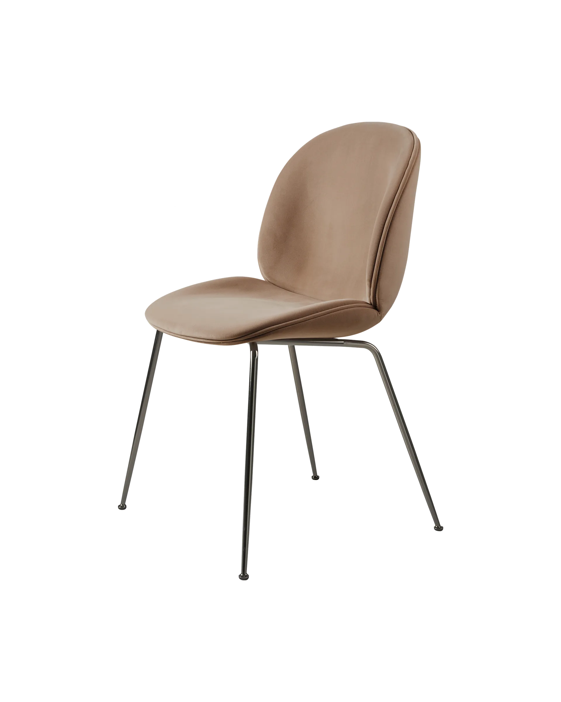 GUBI Beetle Dining Chair, Fully Upholstered (Sunday, Dedar (034, Standard), Conic base, Black Chrome)