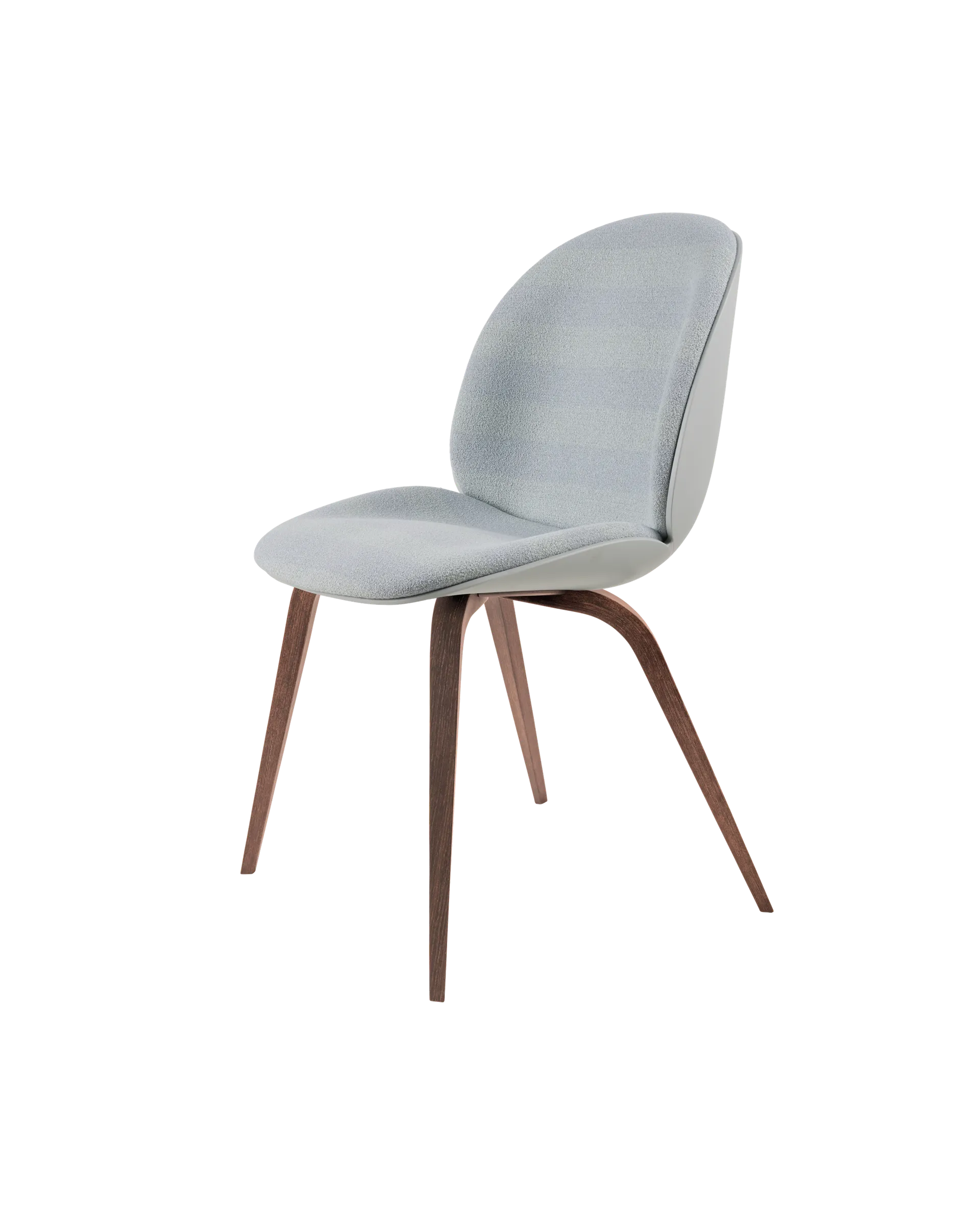 GUBI Beetle Dining Chair, Front Upholstered (Kvadrat Sahco, Acca Stripe 0731, American Walnut, Lunar Gray)
