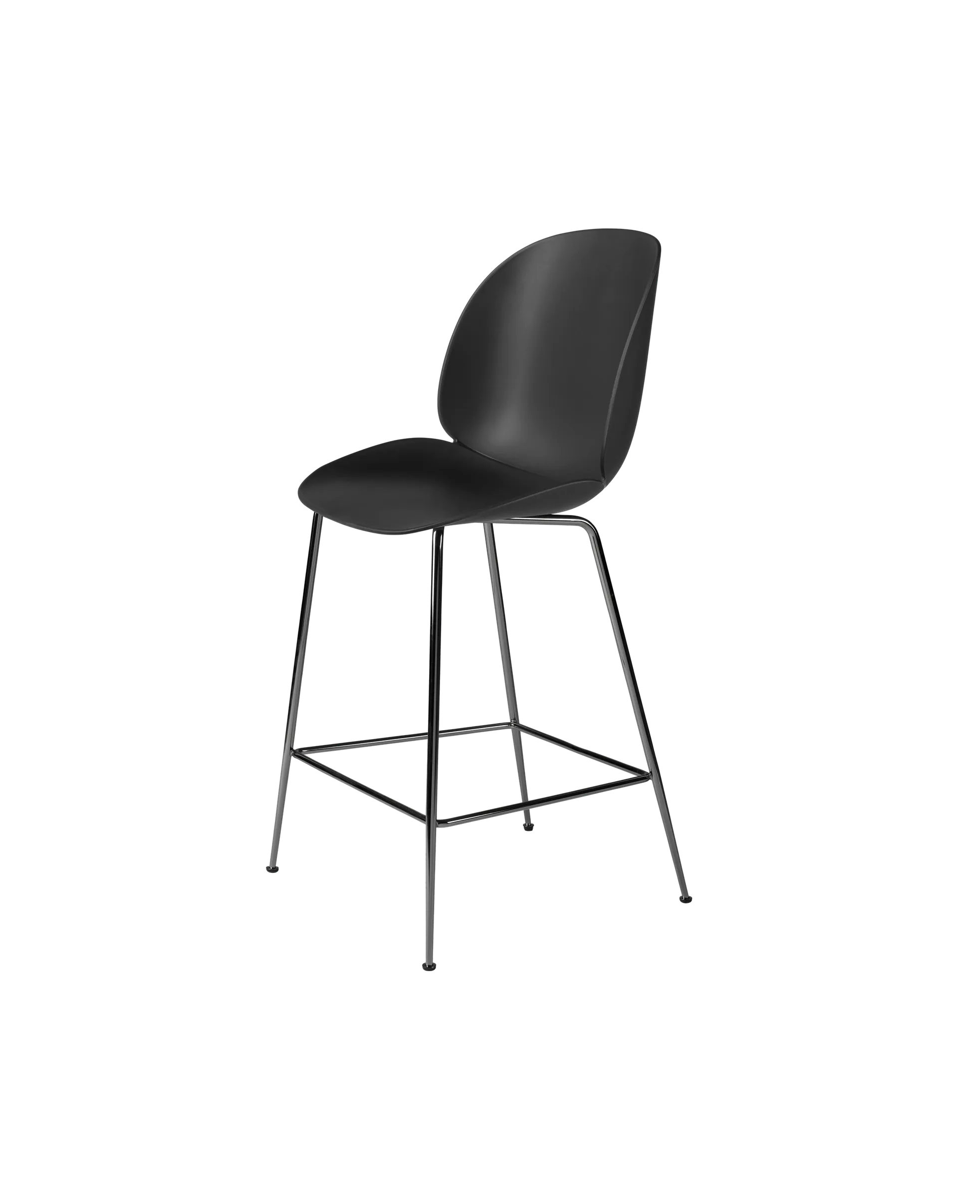 GUBI Beetle Counter Chair, Un-Upholstered (Conic base, Black, Black Chrome)