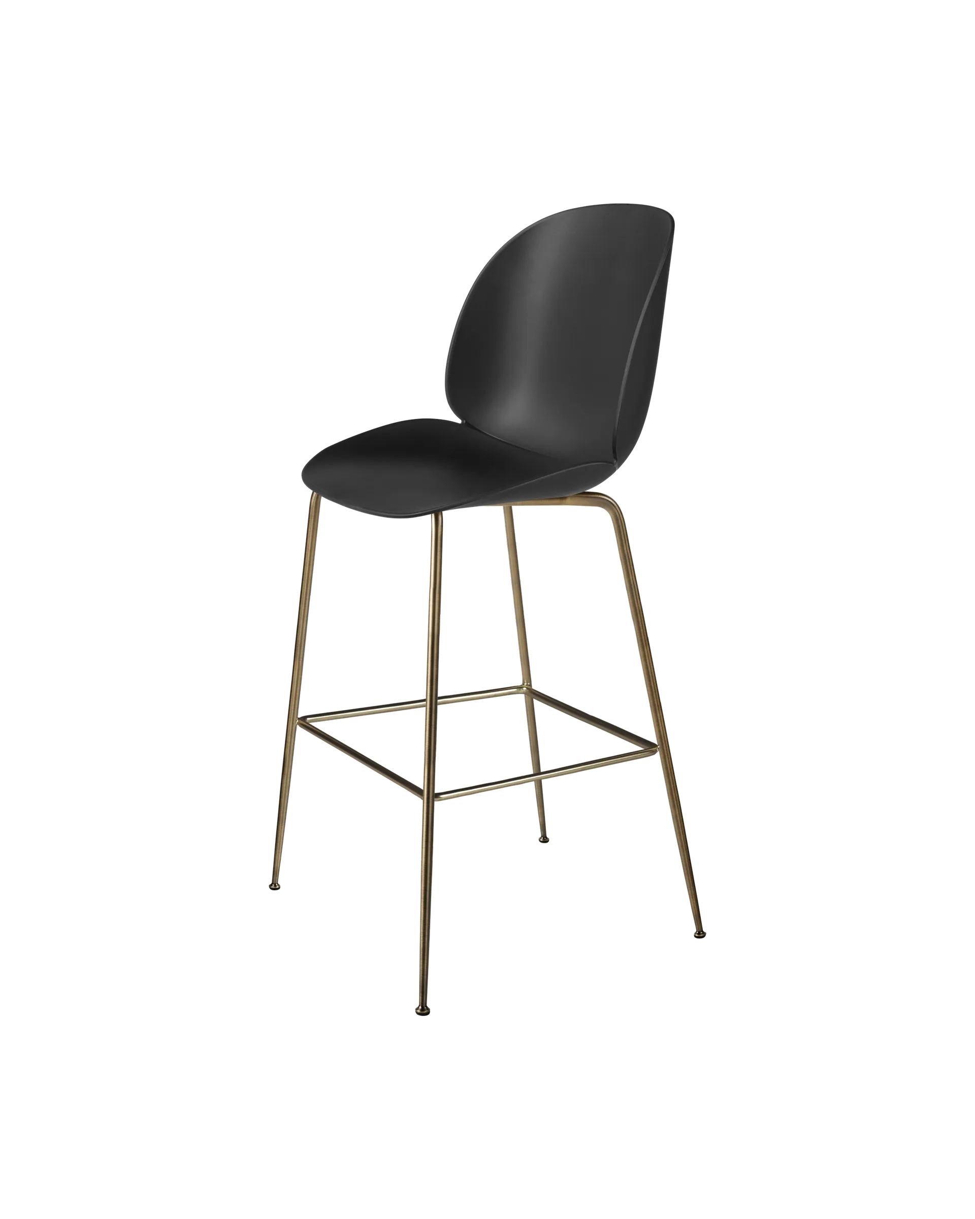 GUBI Beetle Bar Chair, Un-Upholstered (Conic base, Black, Antique Brass)