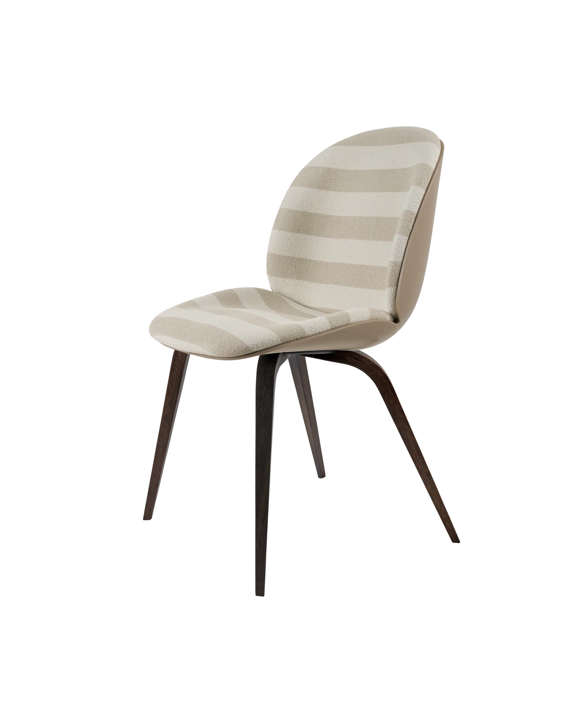 GUBI Beetle Dining Chair, Front Upholstered (Kvadrat Sahco, Acca Stripe 0131, Smoked Oak, New Beige)
