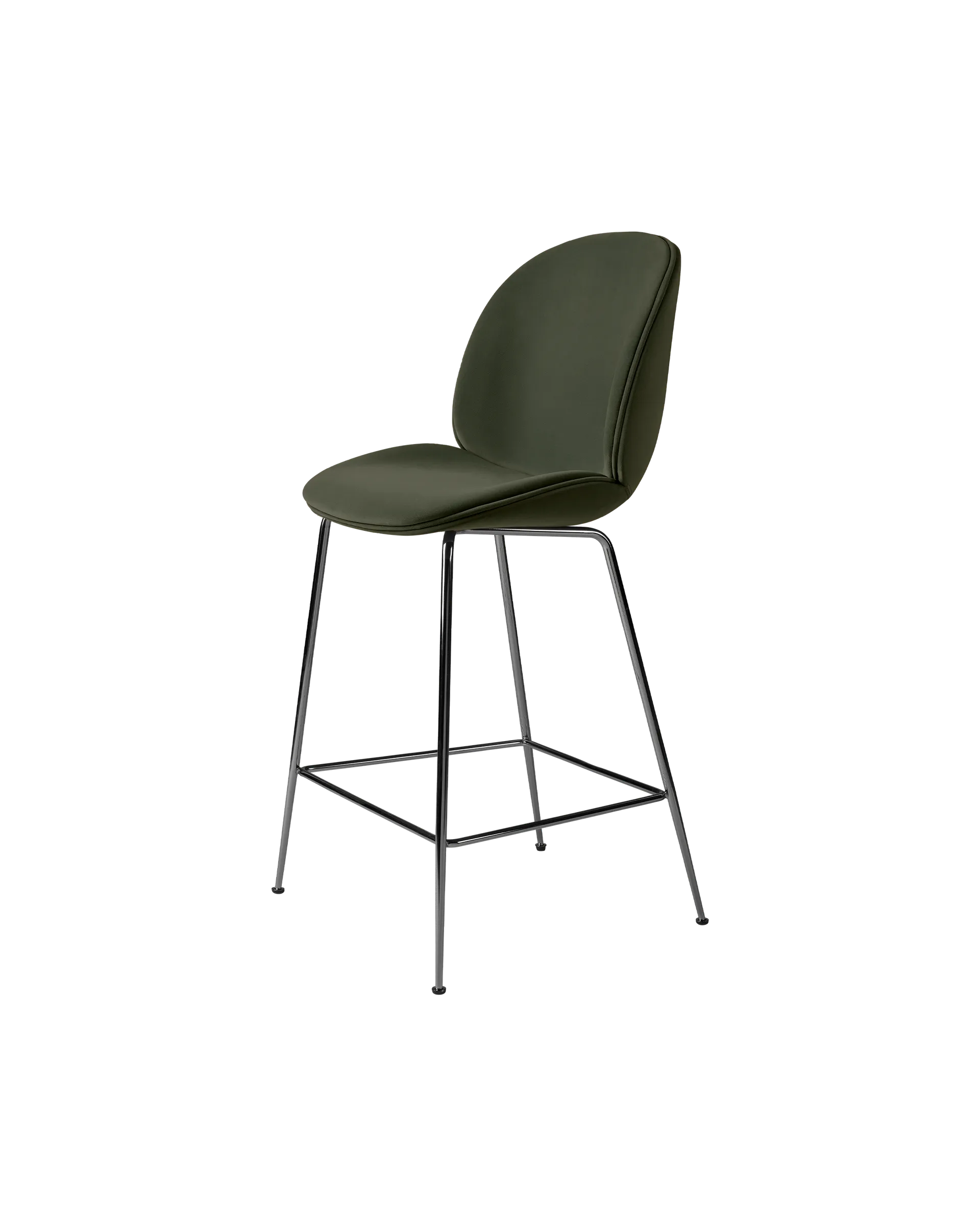 GUBI Beetle Counter Chair, Fully Upholstered (Sunday, Dedar (018, Standard), Conic base, Black Chrome)