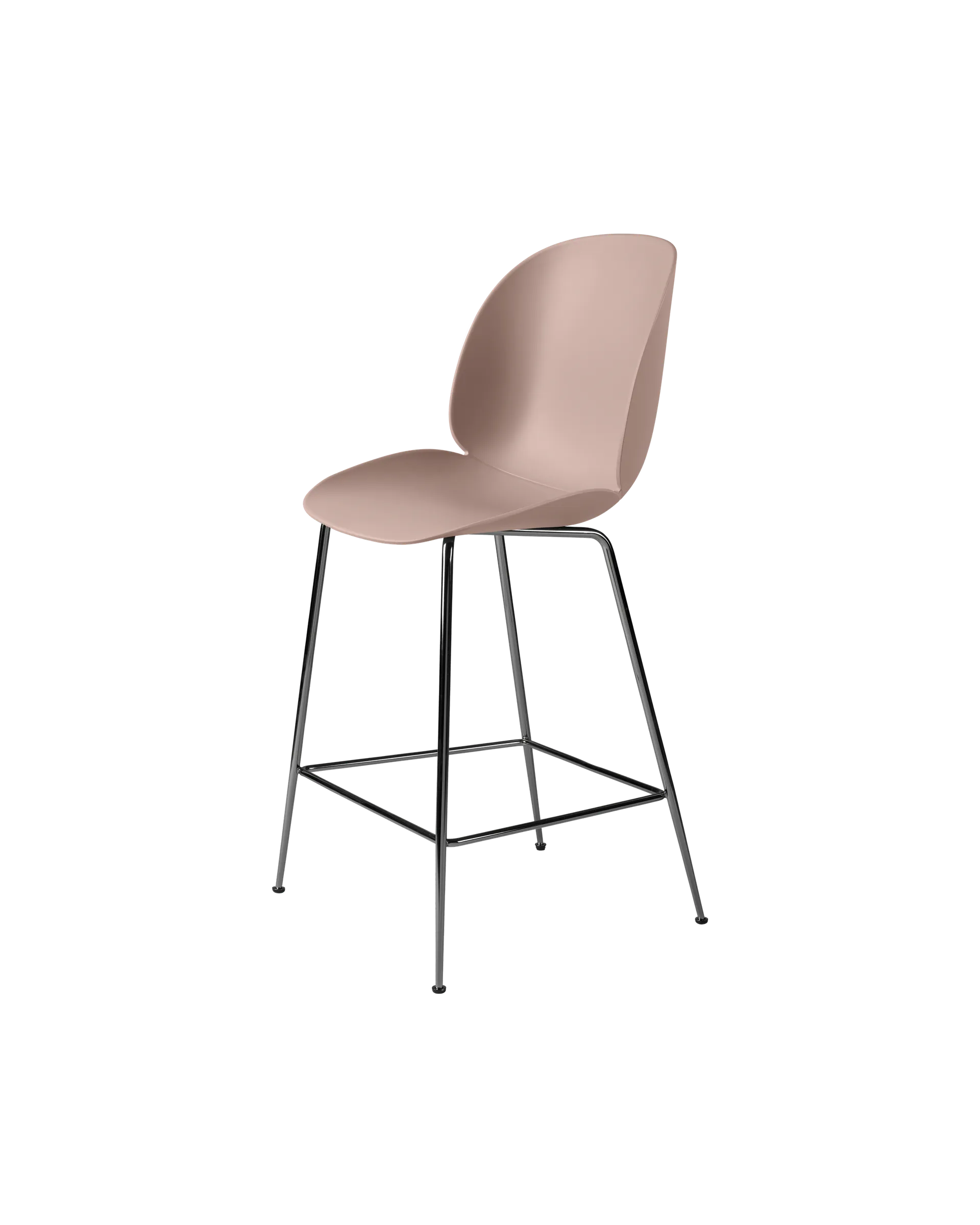 GUBI Beetle Counter Chair, Un-Upholstered (Conic base, Sweet Pink, Black Chrome)