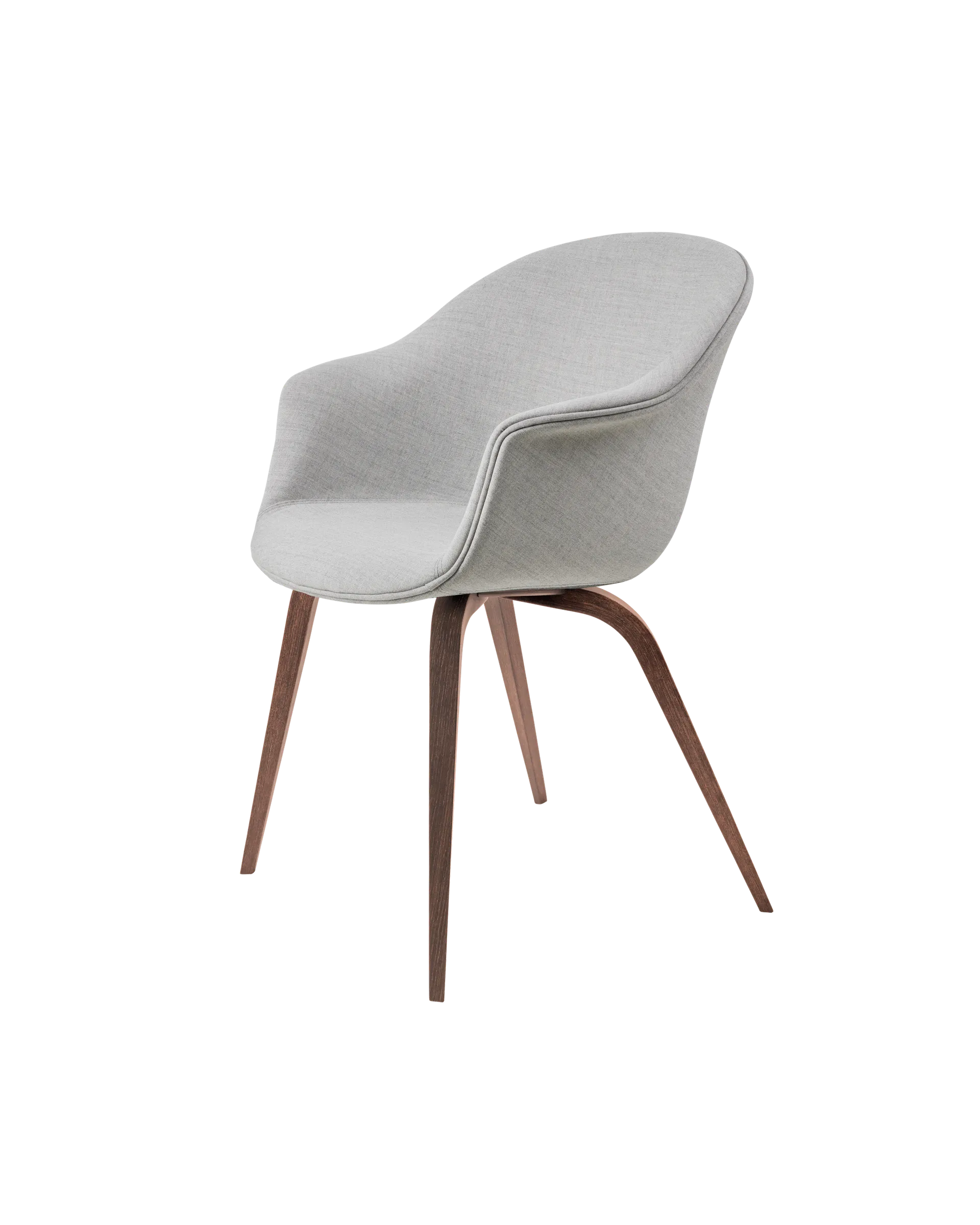 GUBI Bat Dining Chair, Fully Upholstered (Remix 3, Kvadrat (123, Standard), Wood base, American Walnut)