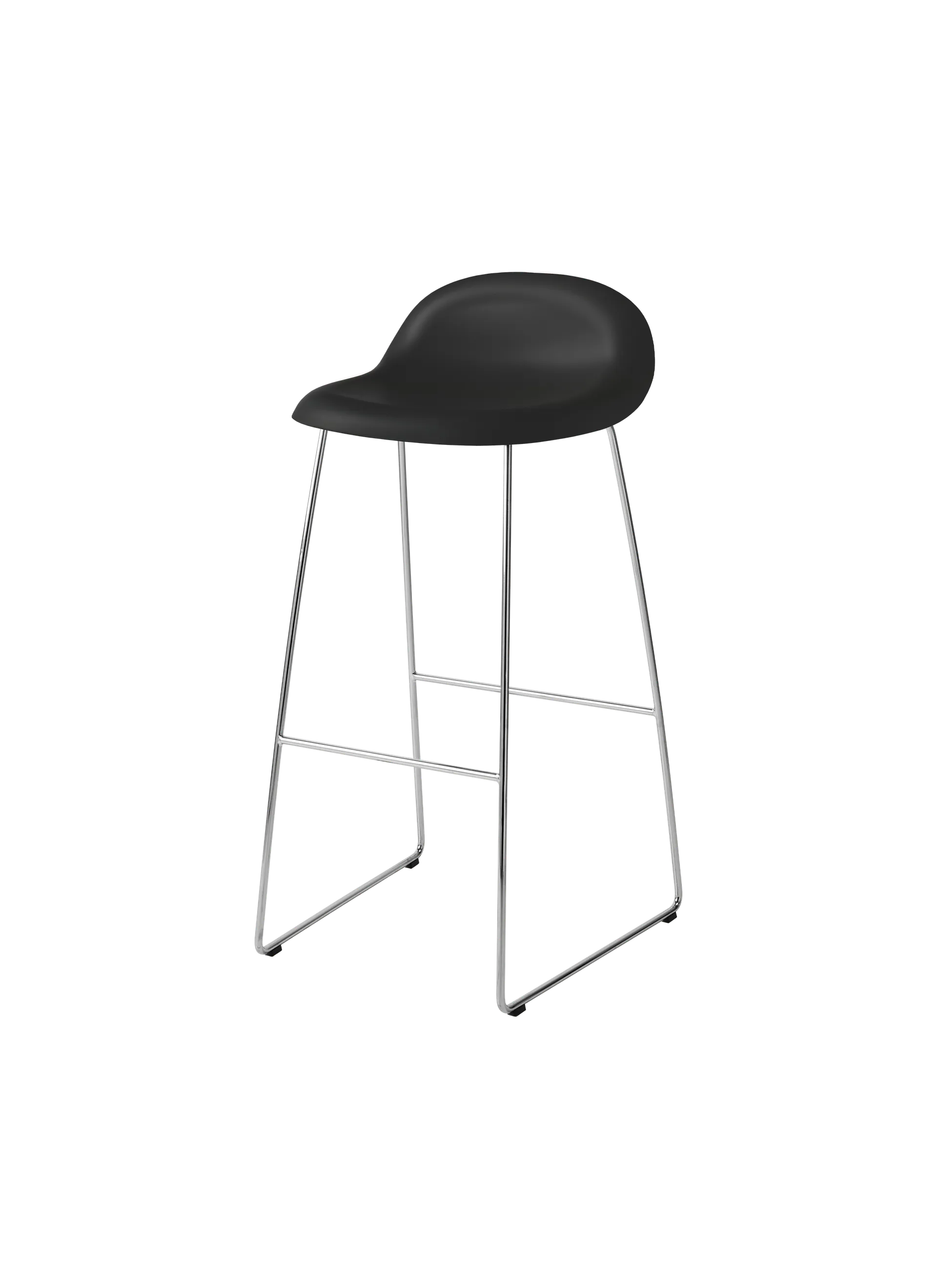 GUBI GUBI 3D Bar Stool, Un-Upholstered (Sledge base, Black, Polished Stainless Steel)