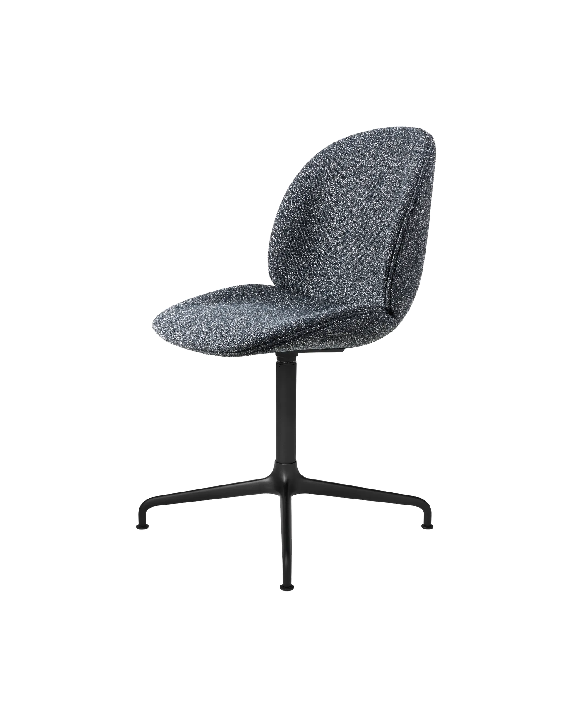 GUBI Beetle Meeting Chair, Fully Upholstered (Around Bouclé, Dedar (023, Standard), 4-star base, Black Matt)